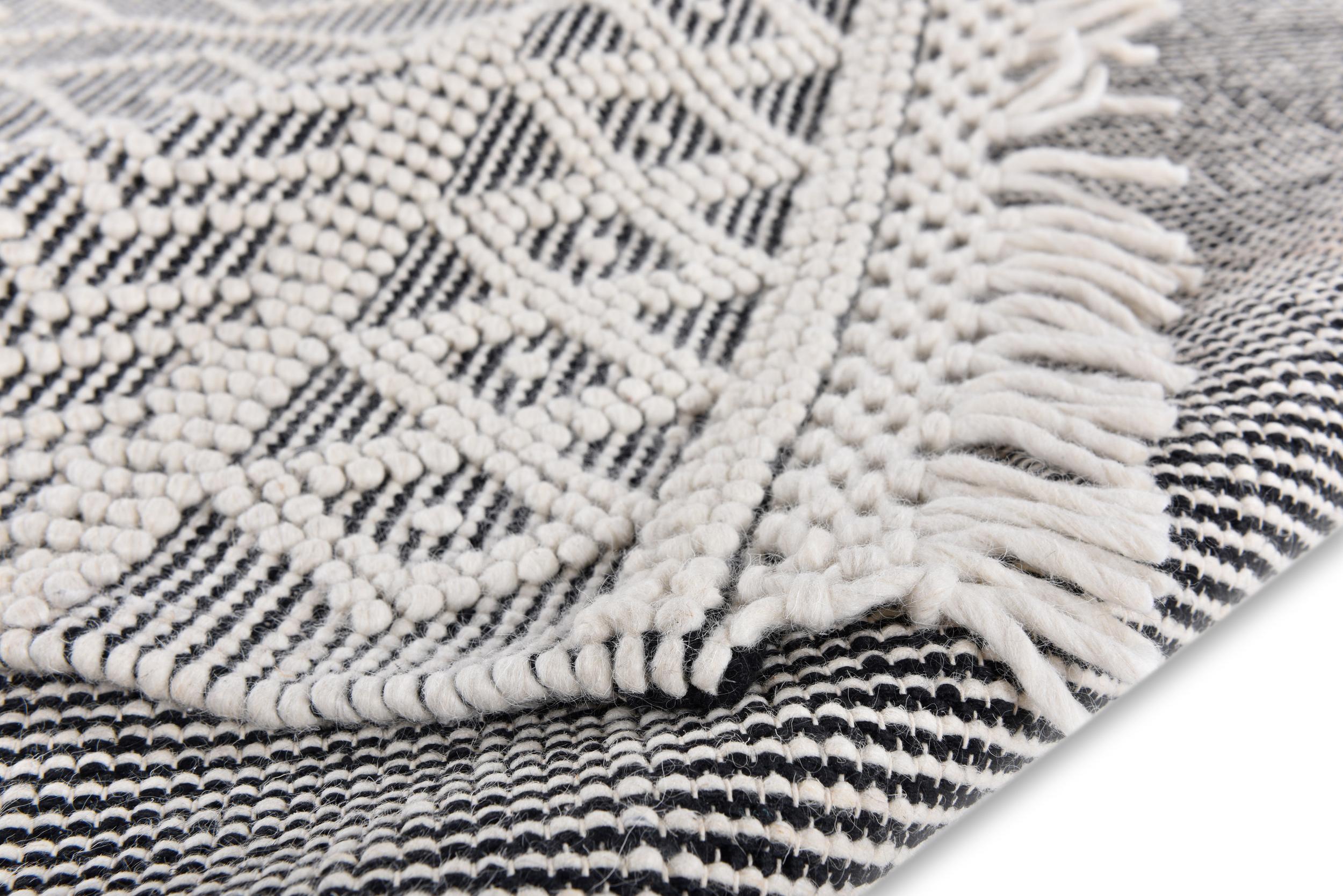 Schlafzimmer Teppich Colored Macrame Two 650 Grey aus 90% Schurwolle + 10% Baumwolle, in der Farbe Grey | Homerugs - Draufsicht