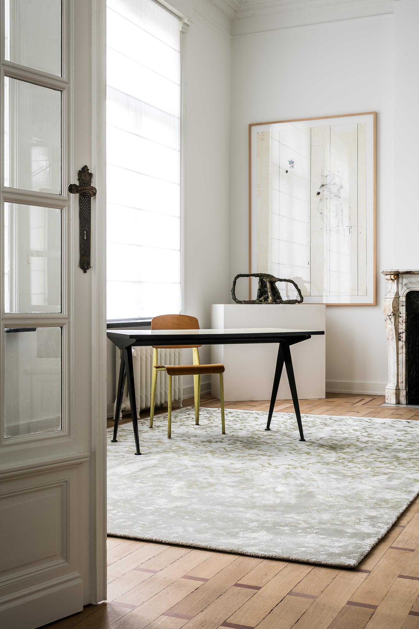 Wohnzimmer Teppich Elite Olive aus 60% Polyamid, 25% Tencel, 15% Wolle, in der Farbe Olive | Homerugs - Draufsicht