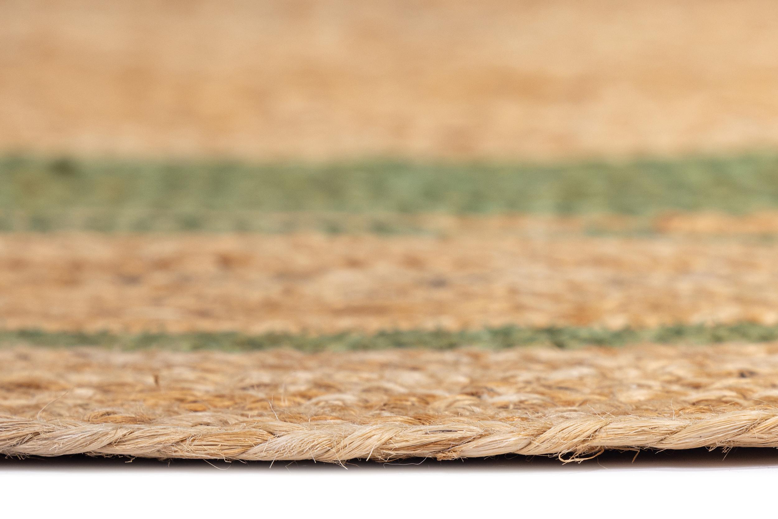Flur / Korridor Teppich Jute-Teppich Aura Jute 2 Natur/Olive aus 100% Jute, in der Farbe Natur/Olive | Homerugs - Detailsicht (5)
