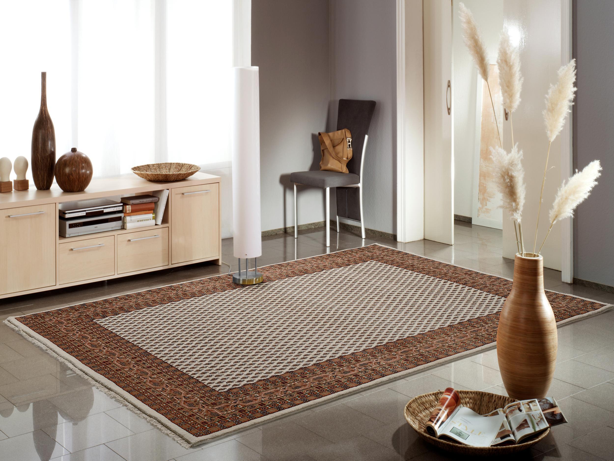 Schlafzimmer Teppich Patna Mir Creme-Braun aus 100% Schurwolle, in der Farbe Creme-Braun | Homerugs - Detailsicht (7)