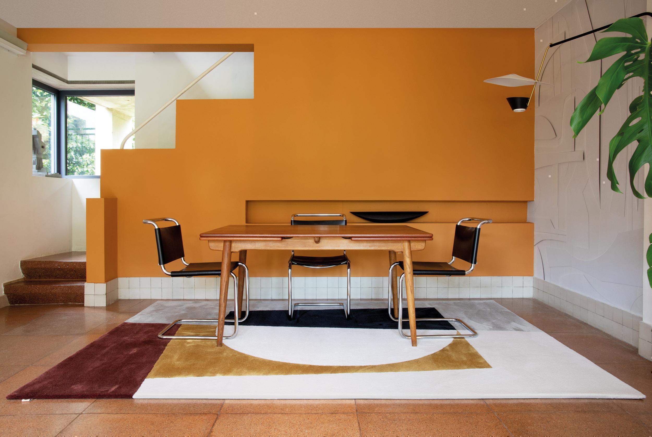 Schlafzimmer Teppich Bauhaus Pure Wool Curves 48 aus 100% Wolle, in der Farbe Curves 48 | Homerugs - Raumansicht