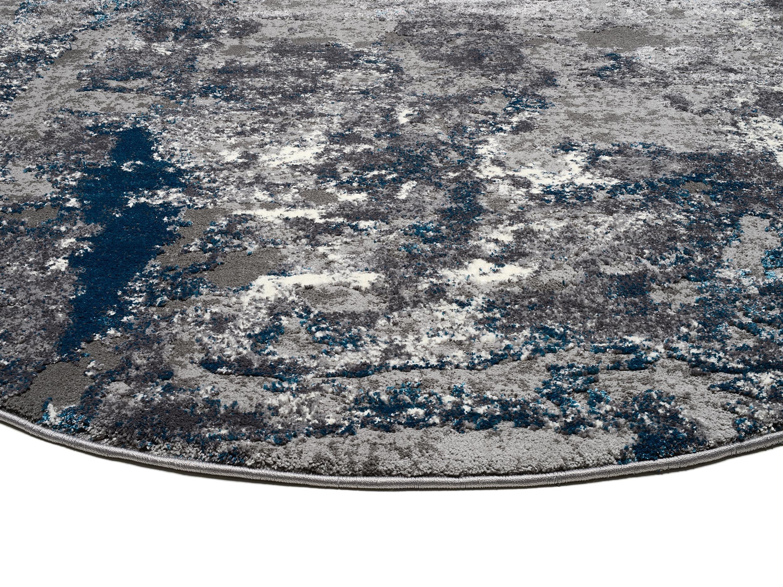 Wohnzimmer Teppich Expression Grau-Petrol aus 75% Polypropylen, 25% Polyester, in der Farbe Grau-Petrol | Homerugs - Detailsicht (6)