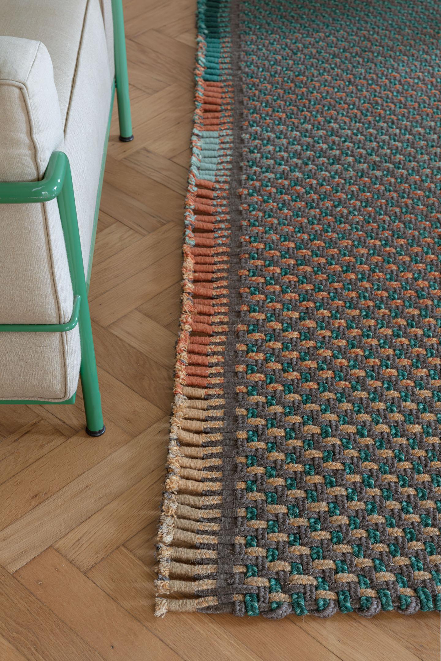 Schlafzimmer Teppich Dakar Autumn Green aus 76% Wolle - 24% Sisal, in der Farbe Autumn Green | Homerugs - Detailsicht (6)