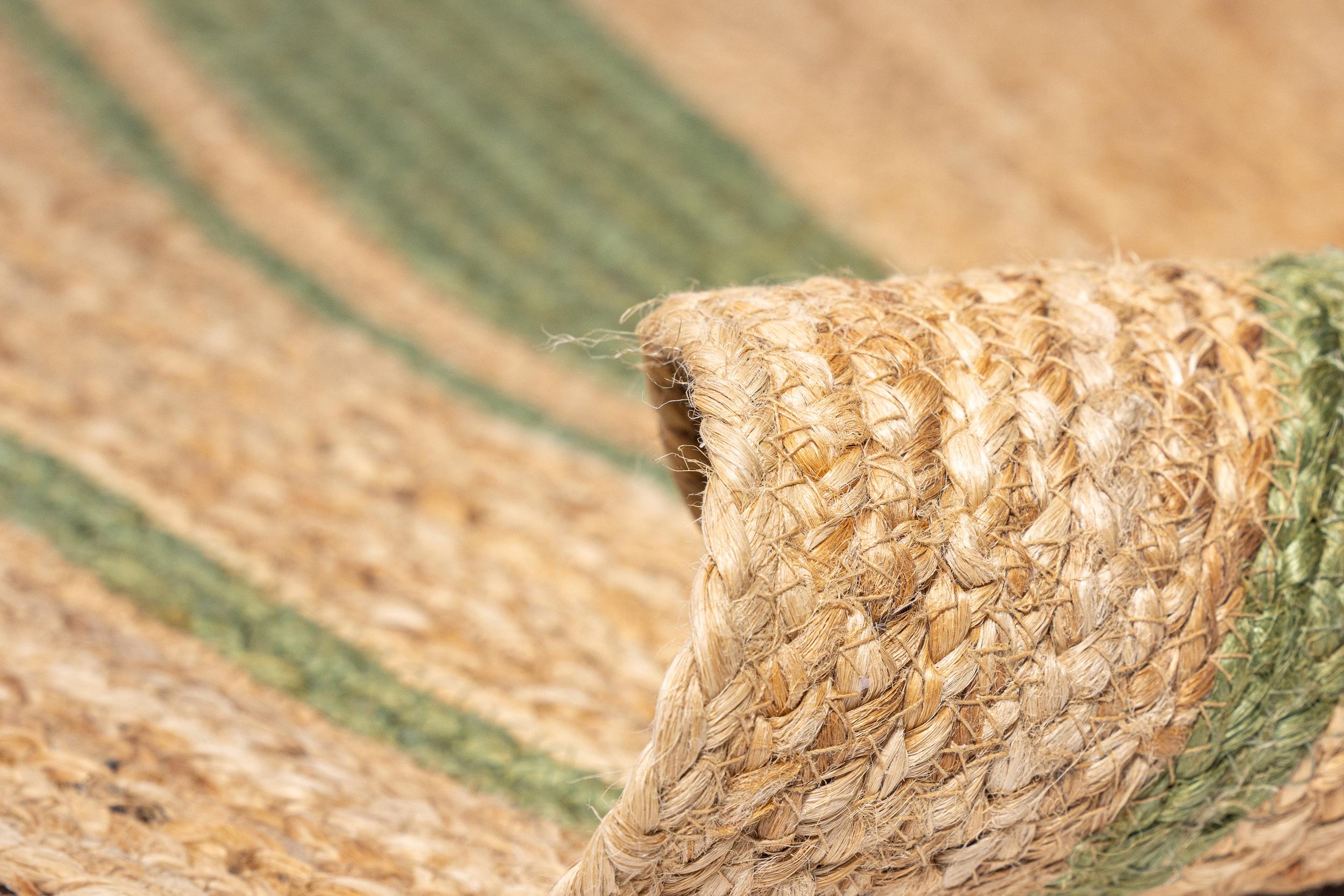 Flur / Korridor Teppich Jute-Teppich Aura Jute 2 Natur/Olive aus 100% Jute, in der Farbe Natur/Olive | Homerugs - Detailsicht (4)
