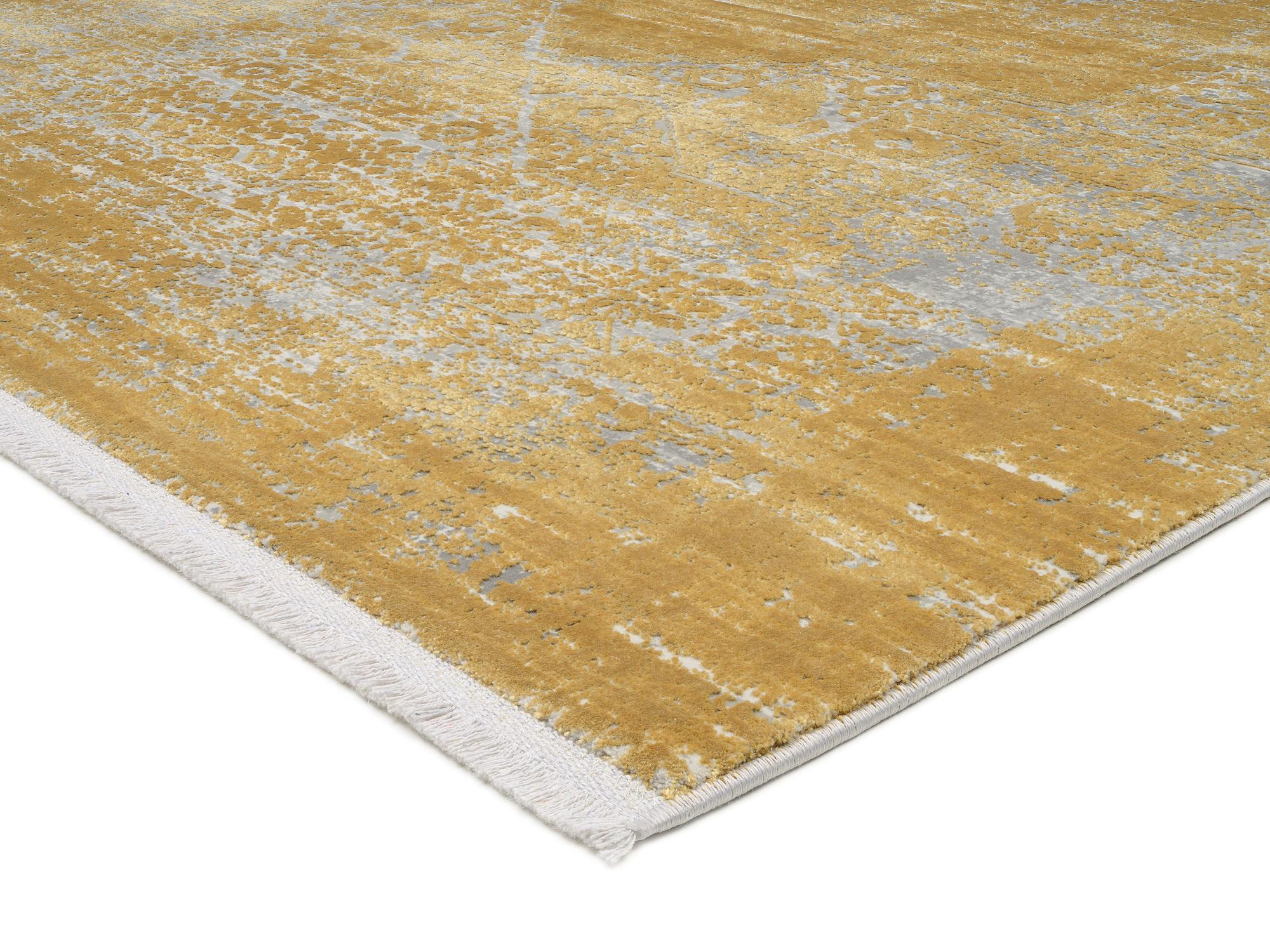 Living room rug Manhattan 02 Gold, 70% Viscose, 30% Acrylic, in colour Gold | Homerugs - Room View