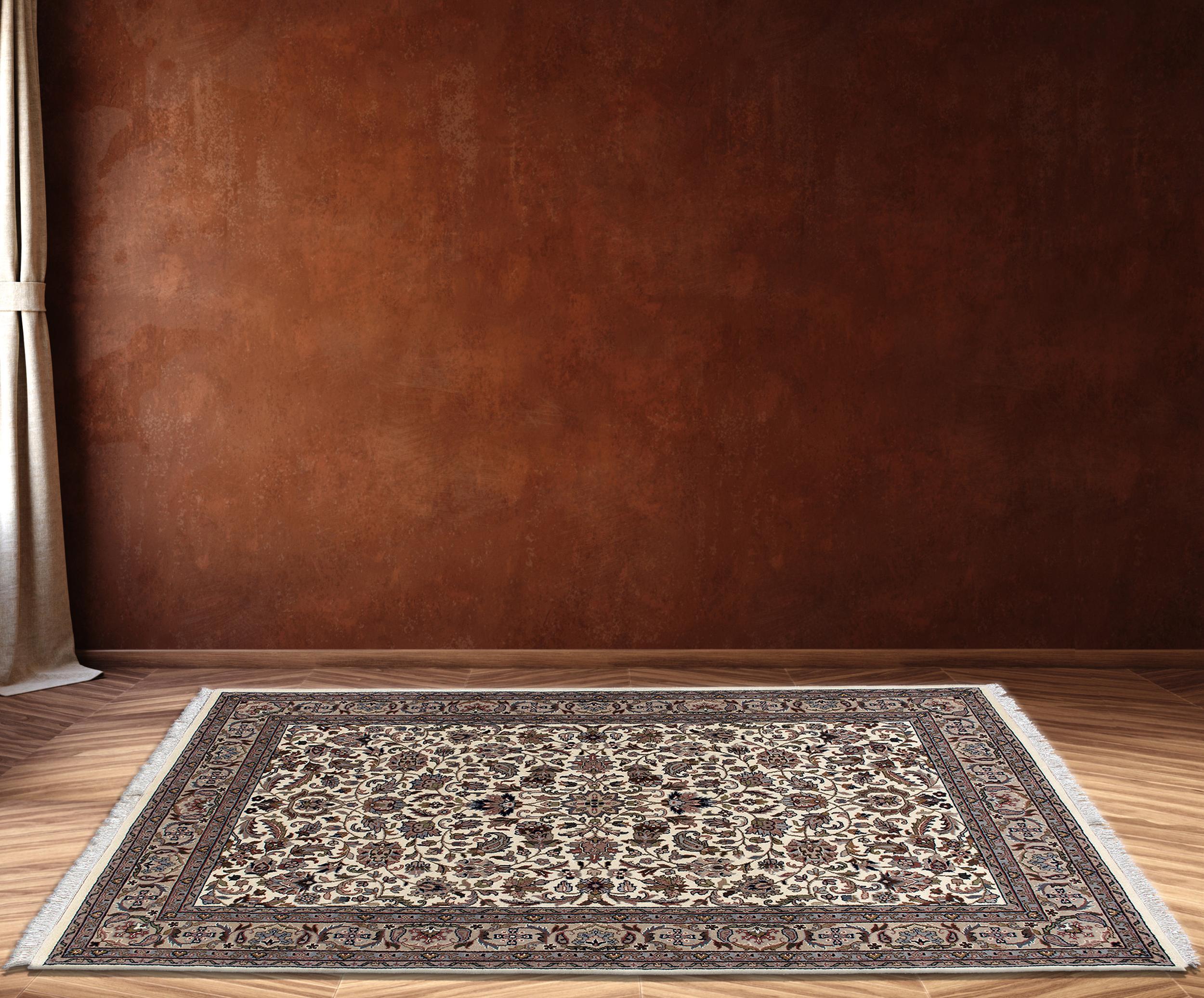 Schlafzimmer Teppich Benares Isfahan 200 Red aus 100% Schurwolle, in der Farbe Red | Homerugs - Draufsicht