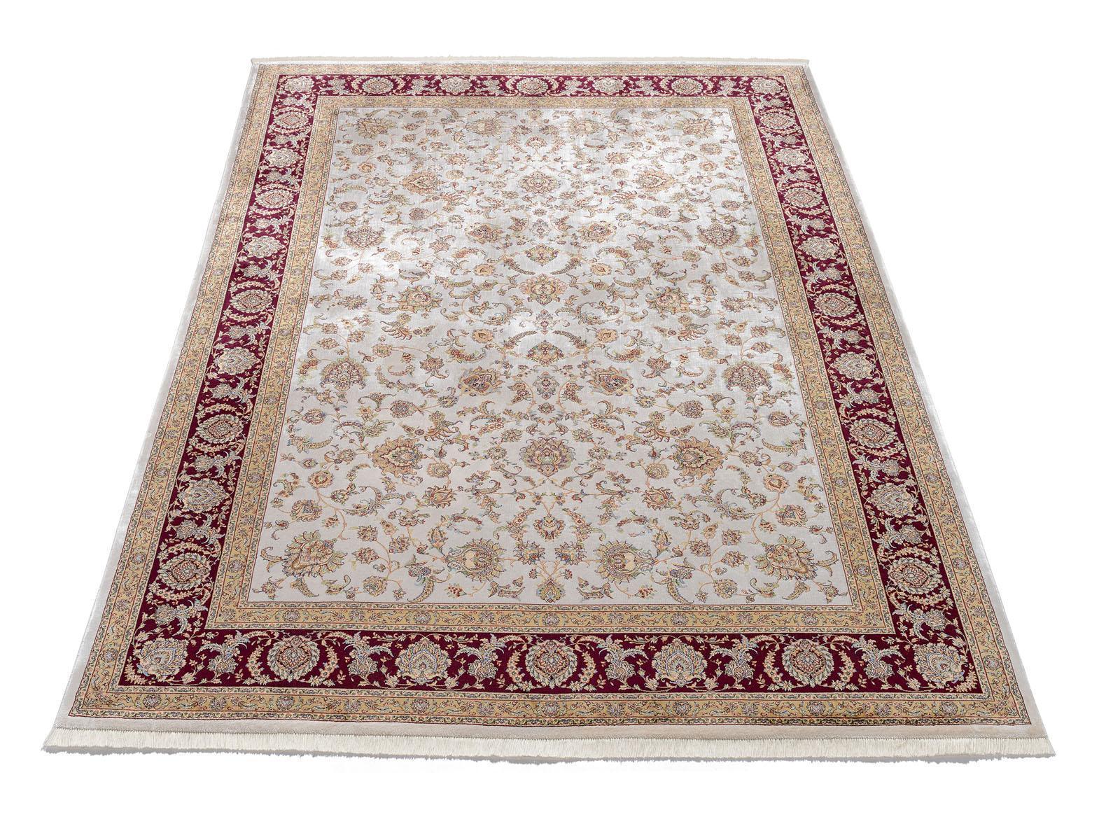 Wohnzimmer Teppich Silk Line Allover Creme-Rot aus 95% Modal, 5% Seide, in der Farbe Creme-Rot | Homerugs - Detailsicht (5)
