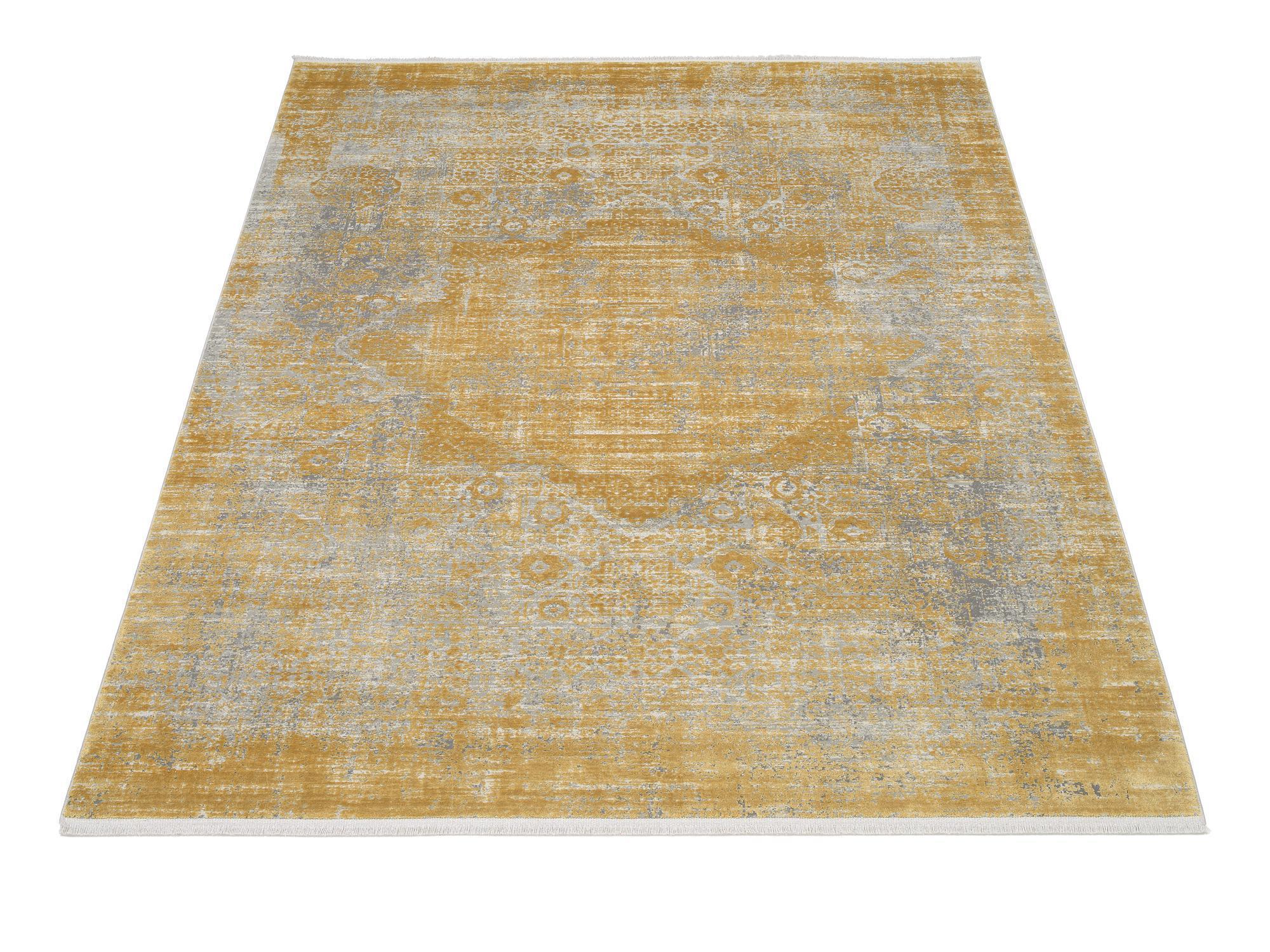 Living room rug Manhattan 02 Gold, 70% Viscose, 30% Acrylic, in colour Gold | Homerugs - Detail View (5)