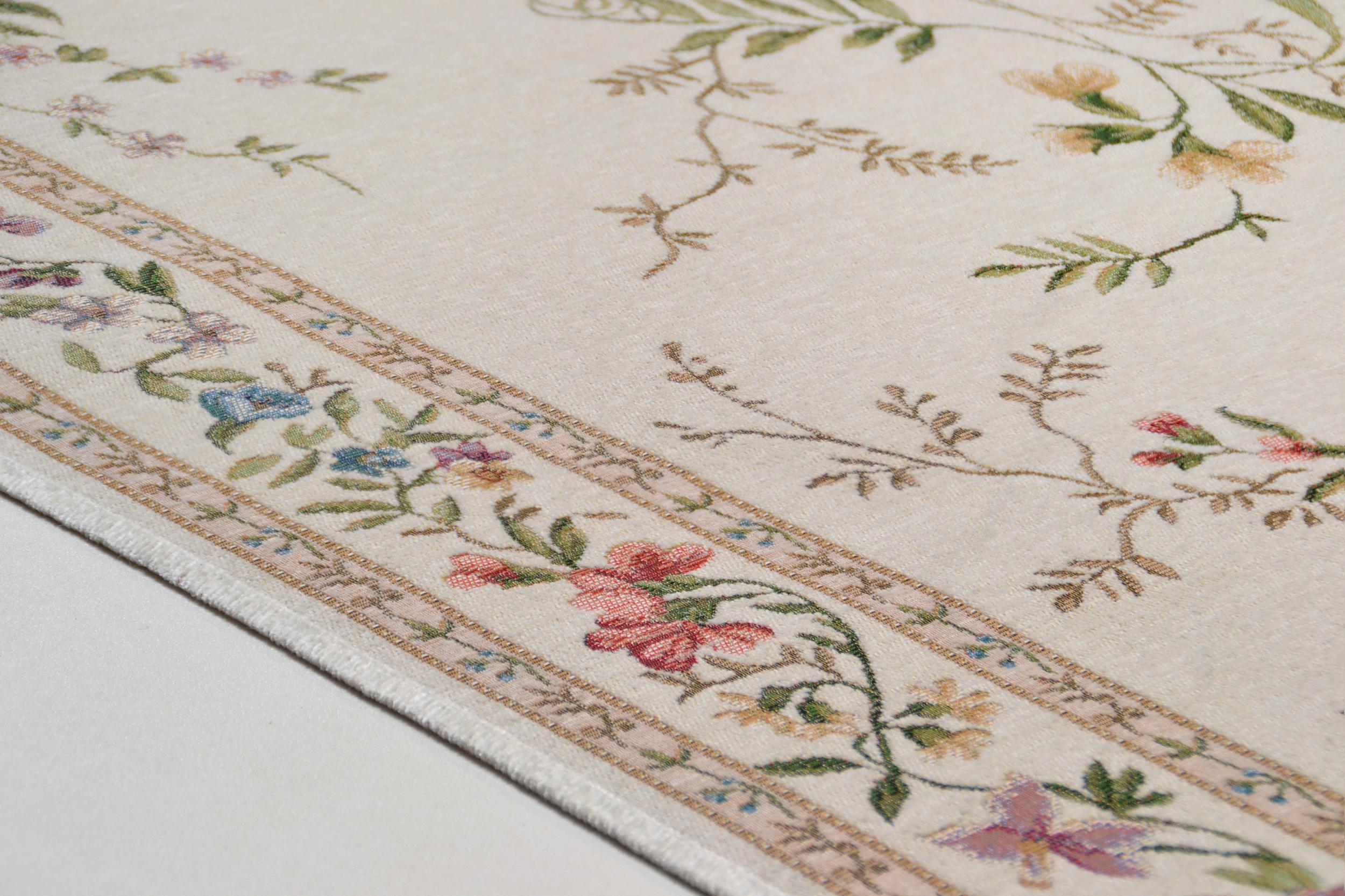 Wohnzimmer Teppich Flomi Sagrini 580 Cream aus 63% Polyester, 27% Polypropylen, 10% Baumwolle, in der Farbe Cream | Homerugs - Draufsicht