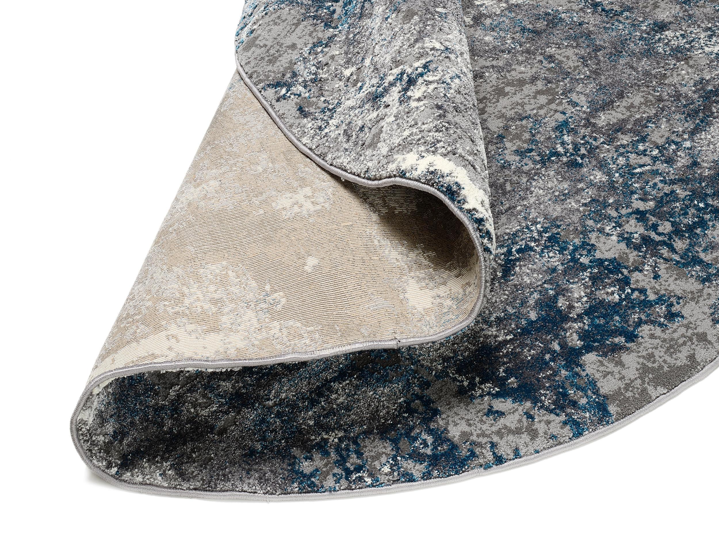 Wohnzimmer Teppich Expression Grau-Petrol aus 75% Polypropylen, 25% Polyester, in der Farbe Grau-Petrol | Homerugs - Detailsicht (8)