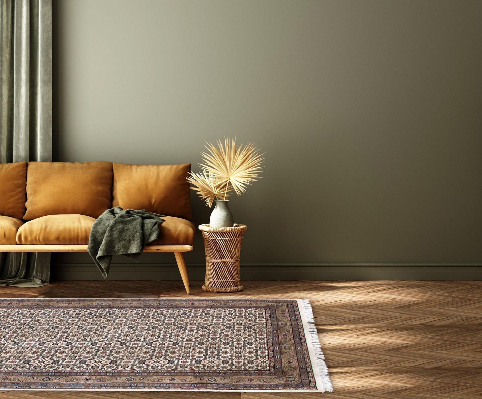 Schlafzimmer Teppich Benares Herati 200 Red aus 100% Schurwolle, in der Farbe Red | Homerugs - Draufsicht