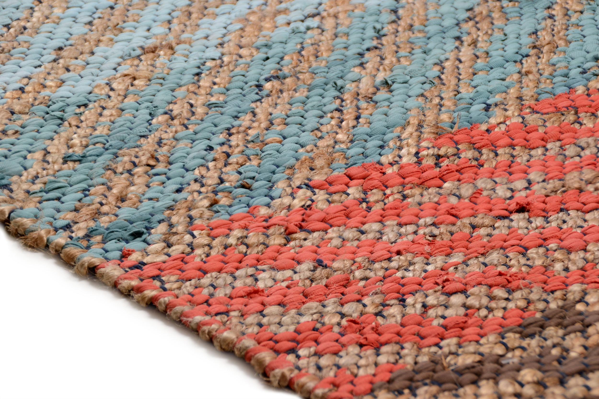 Wohnzimmer Teppich Smooth Comfort Pas.Stripe 115 Natural/Multi aus 60% Baumwolle + 40% Jute, in der Farbe Natural/Multi | Homerugs - Detailsicht (4)