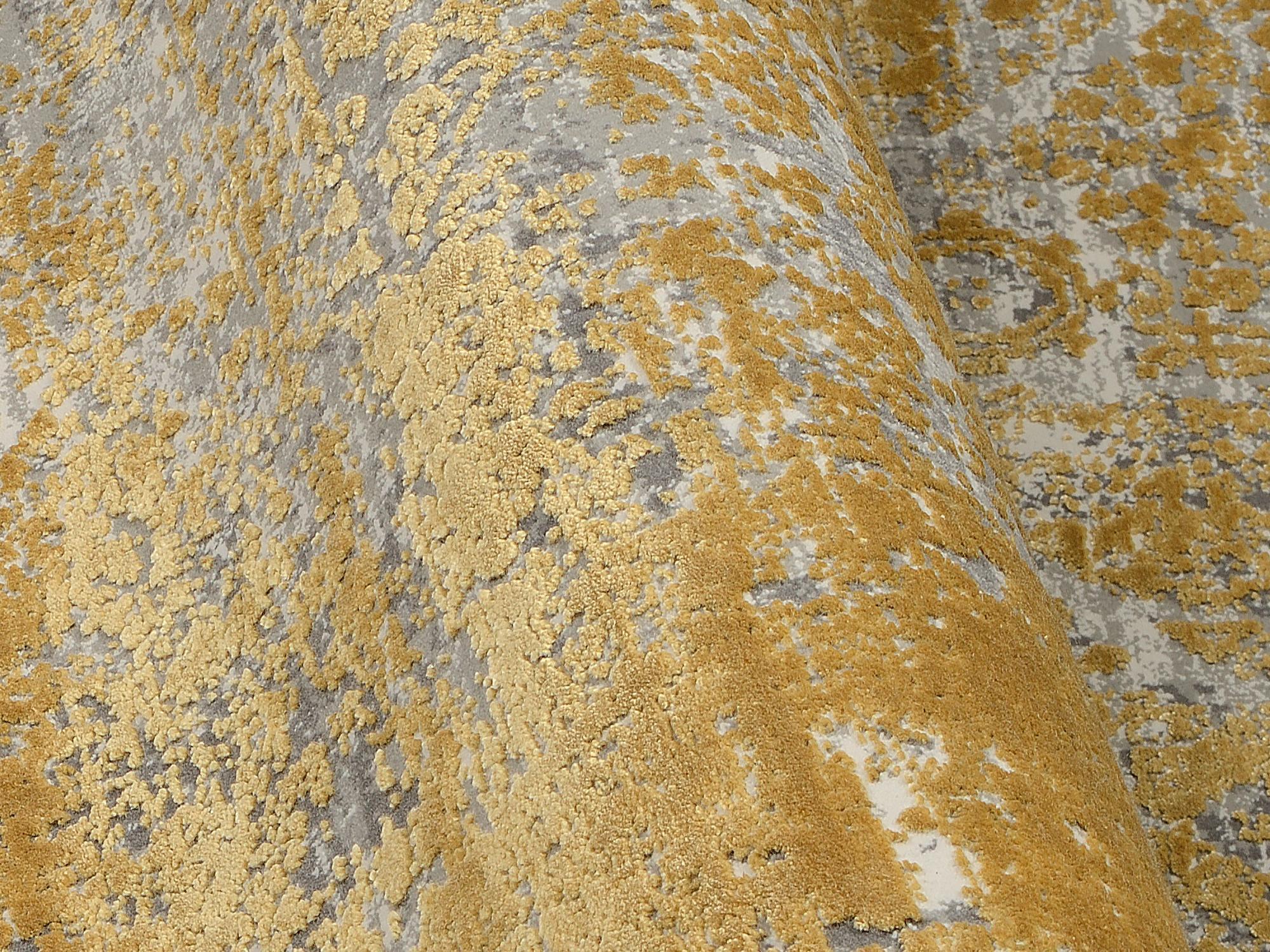 Living room rug Manhattan 02 Gold, 70% Viscose, 30% Acrylic, in colour Gold | Homerugs - Top View