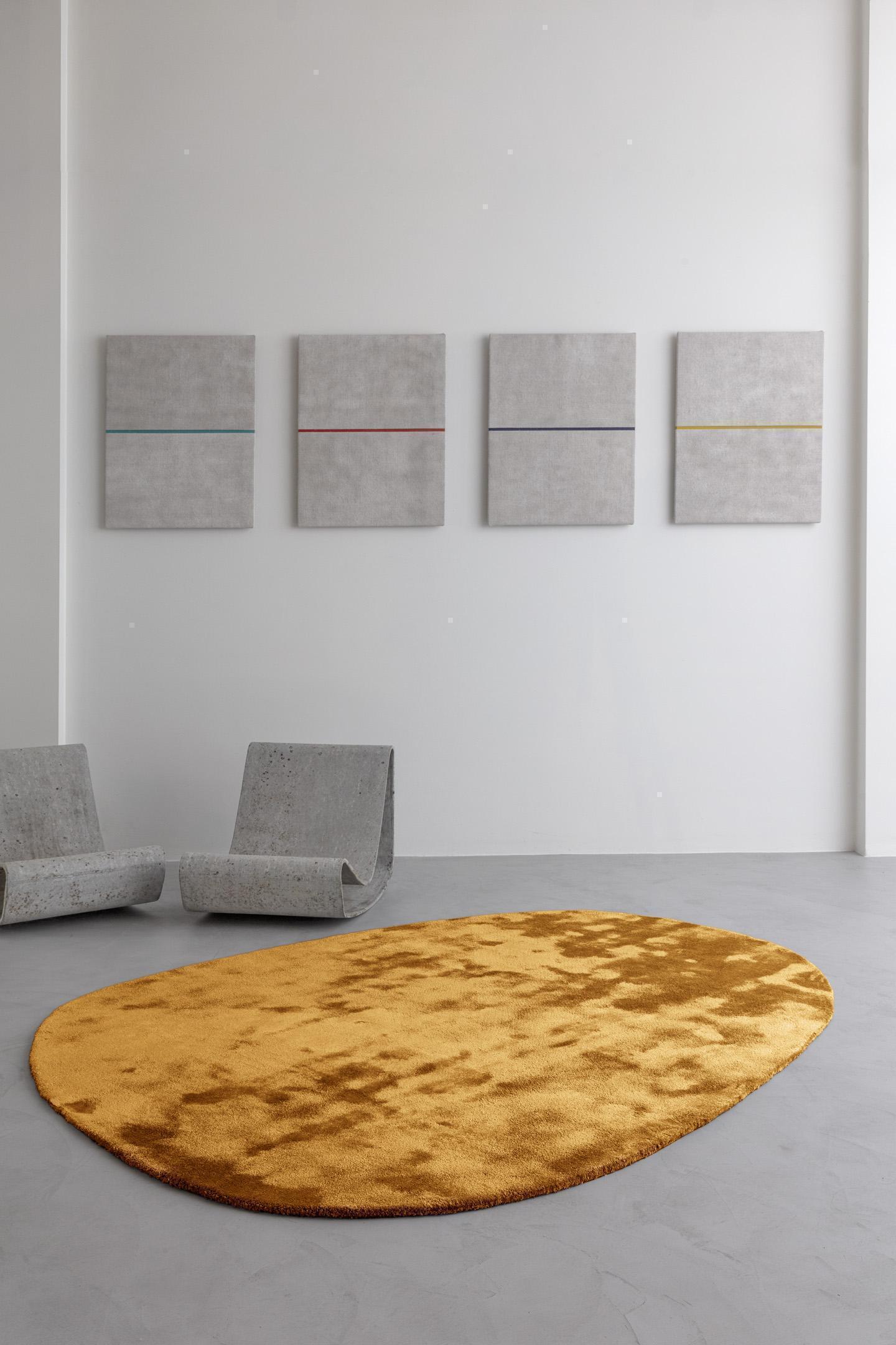 Wohnzimmer Teppich Astral Harvest Gold aus 100% Tencel, in der Farbe Harvest Gold | Homerugs - Draufsicht