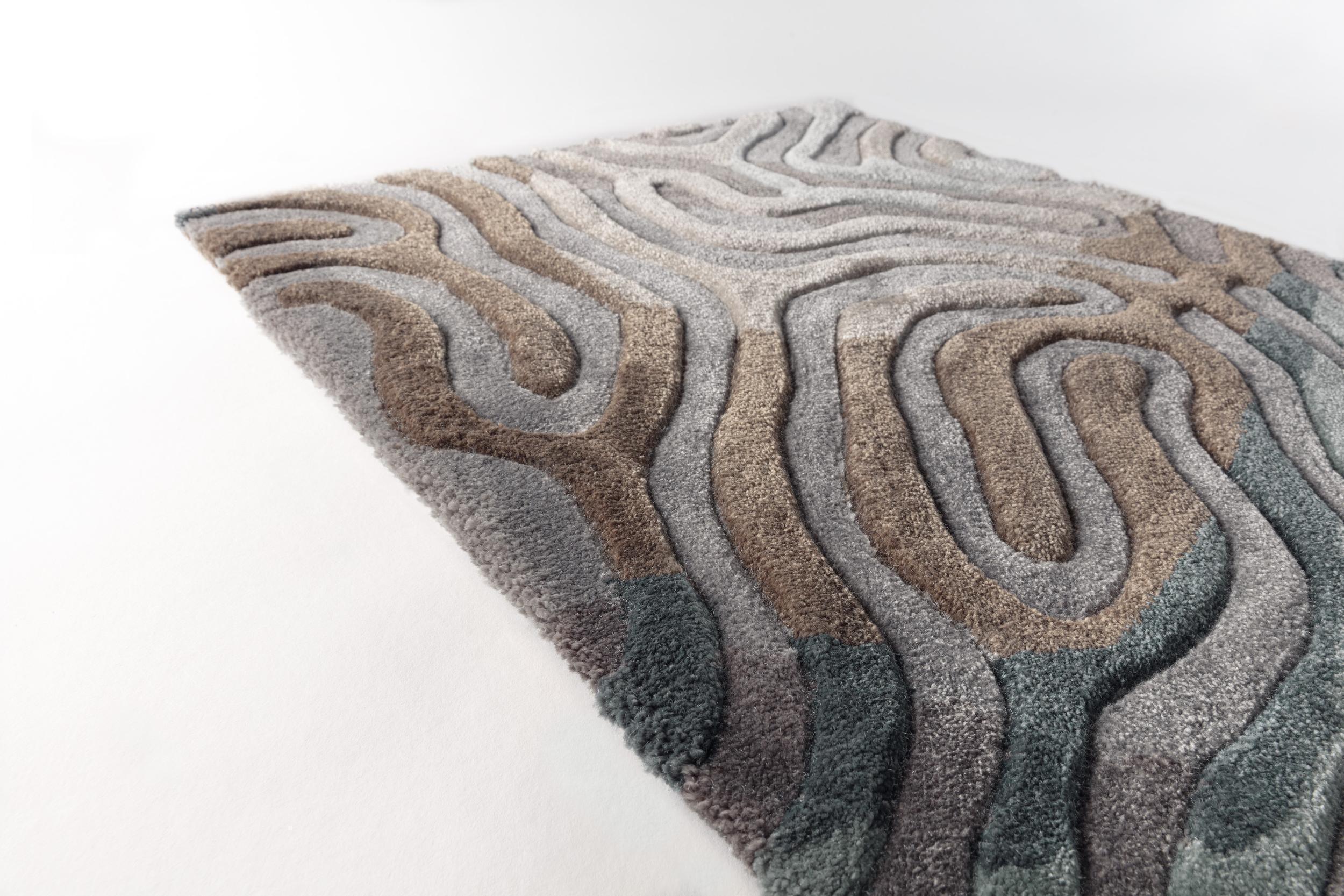 Living room rug Parallel Brain Sea Pine, 90-100% Silk, in colour Sea Pine | Homerugs - Detail View (3)