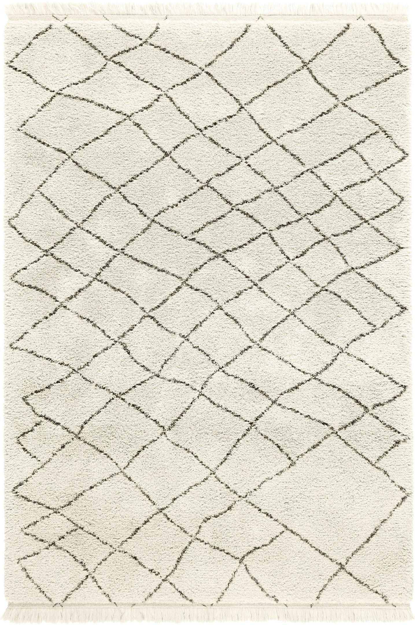 Schlafzimmer Teppich Cosmic Pasha Papyrus aus 56,4% Wolle, 25% Tencel, 18,6% Leinen, in der Farbe Papyrus | Homerugs - Draufsicht