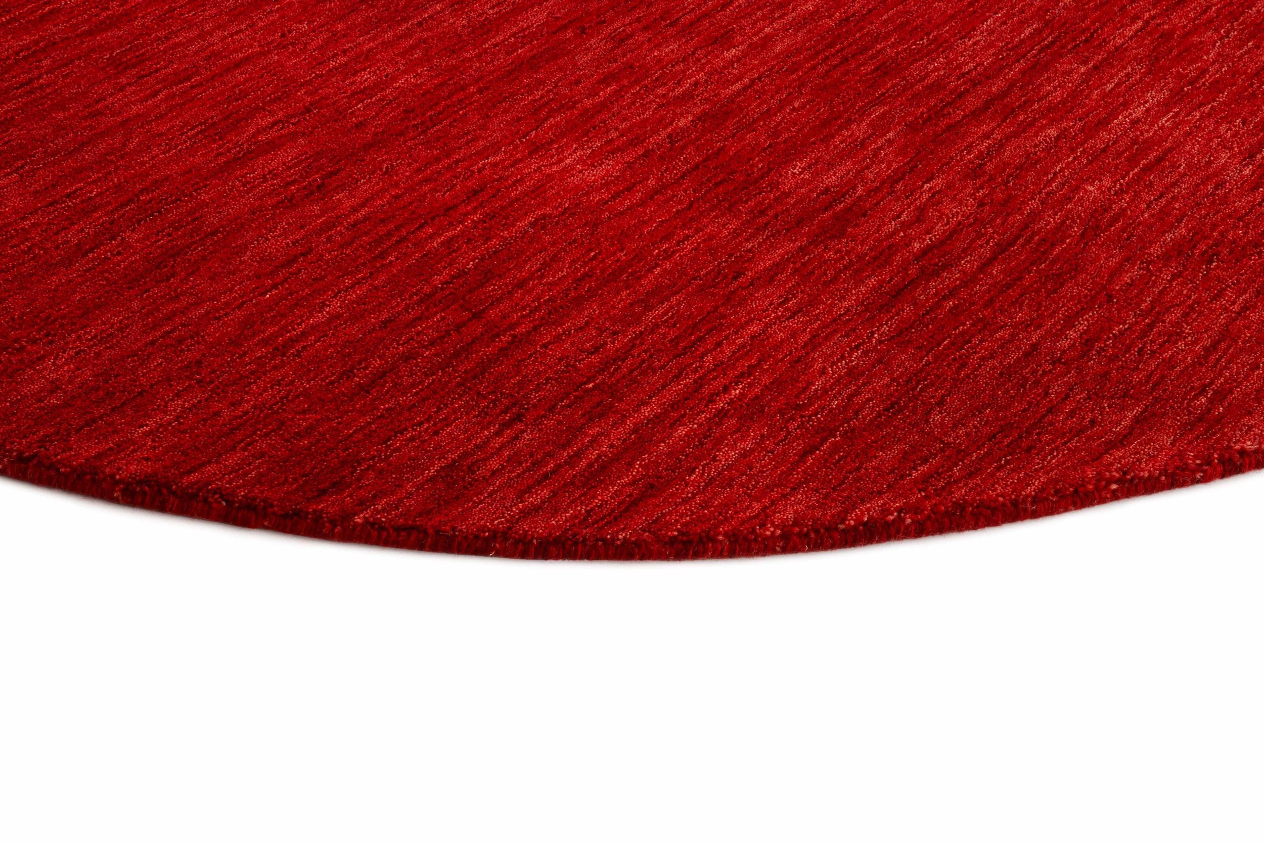 Rug Panorama Uni Round HLC200126, Red Round, Wool  , in colour Red | Homerugs - Detail View (4)