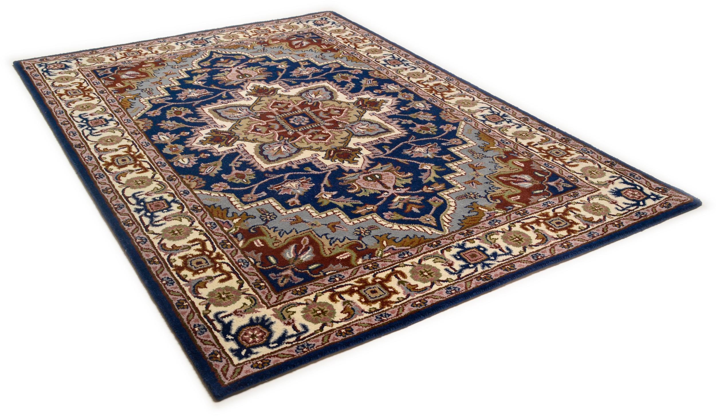 Living room rug Royal Heriz Heriz 700 Blue, Natural fibre, in colour Blue | Homerugs - Room View