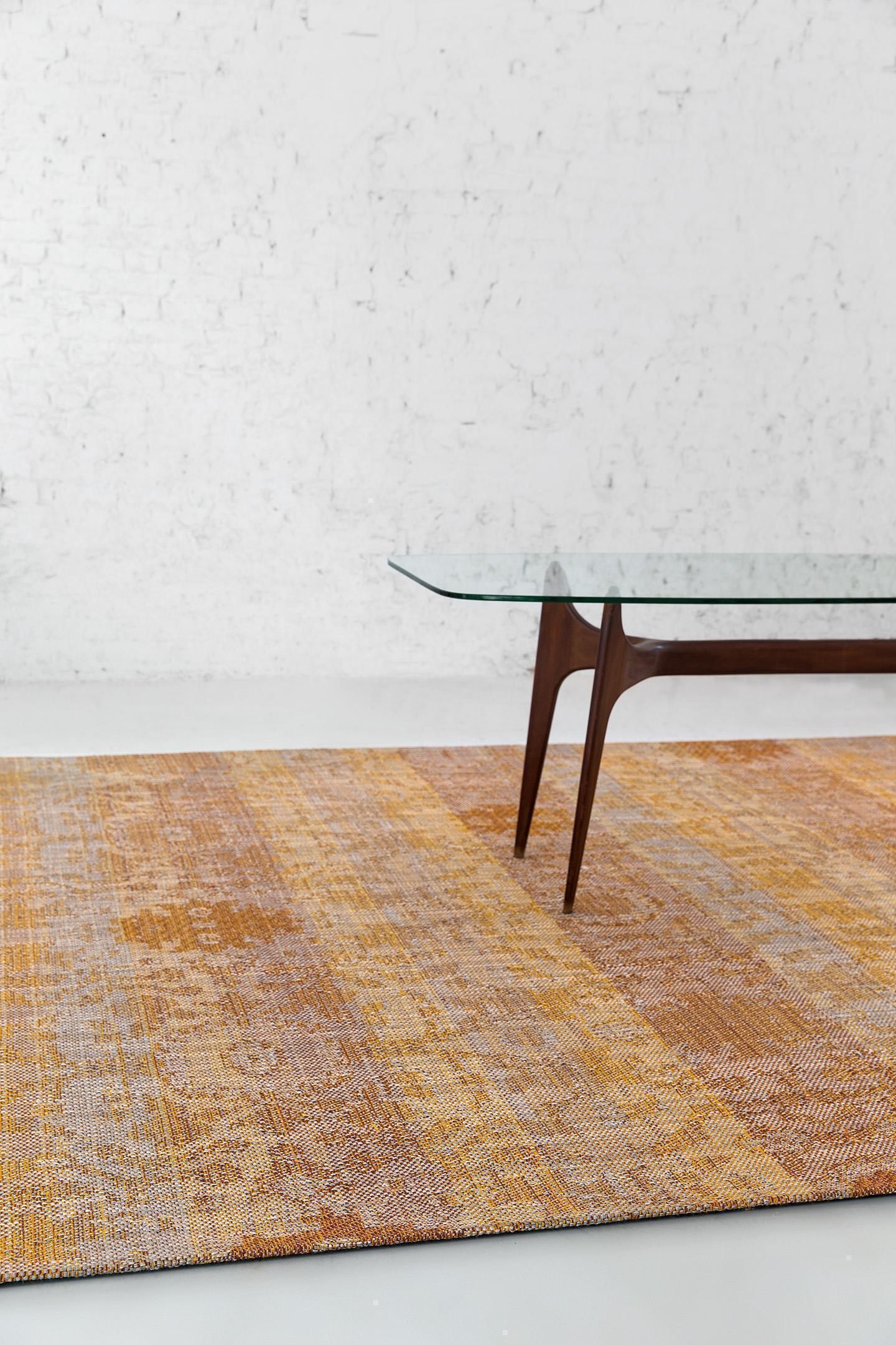 Schlafzimmer Teppich Elixir Saffron aus 36% Wolle, 36% Leinen, 13% Polyester, 9% Viskose, 6% Baumwolle, in der Farbe Saffron | Homerugs - Detailsicht (3)