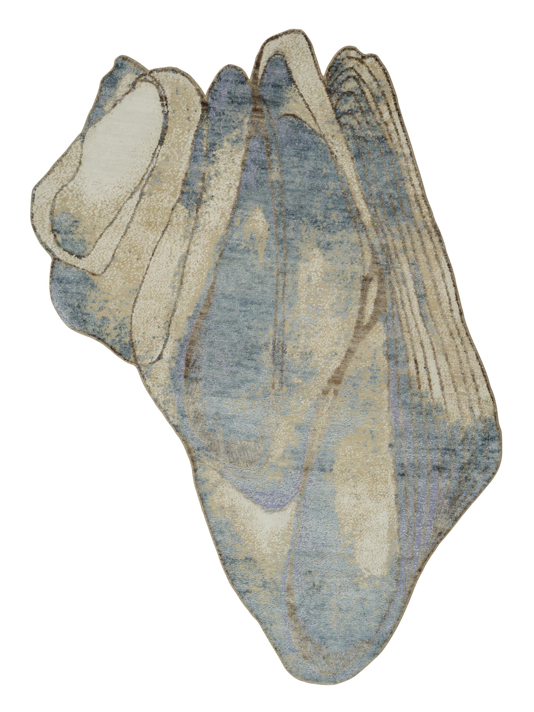 Wohnzimmer Teppich Sea Reverie Aqua aus 98% Wolle, 2% Polyester, in der Farbe Aqua | Homerugs - Draufsicht