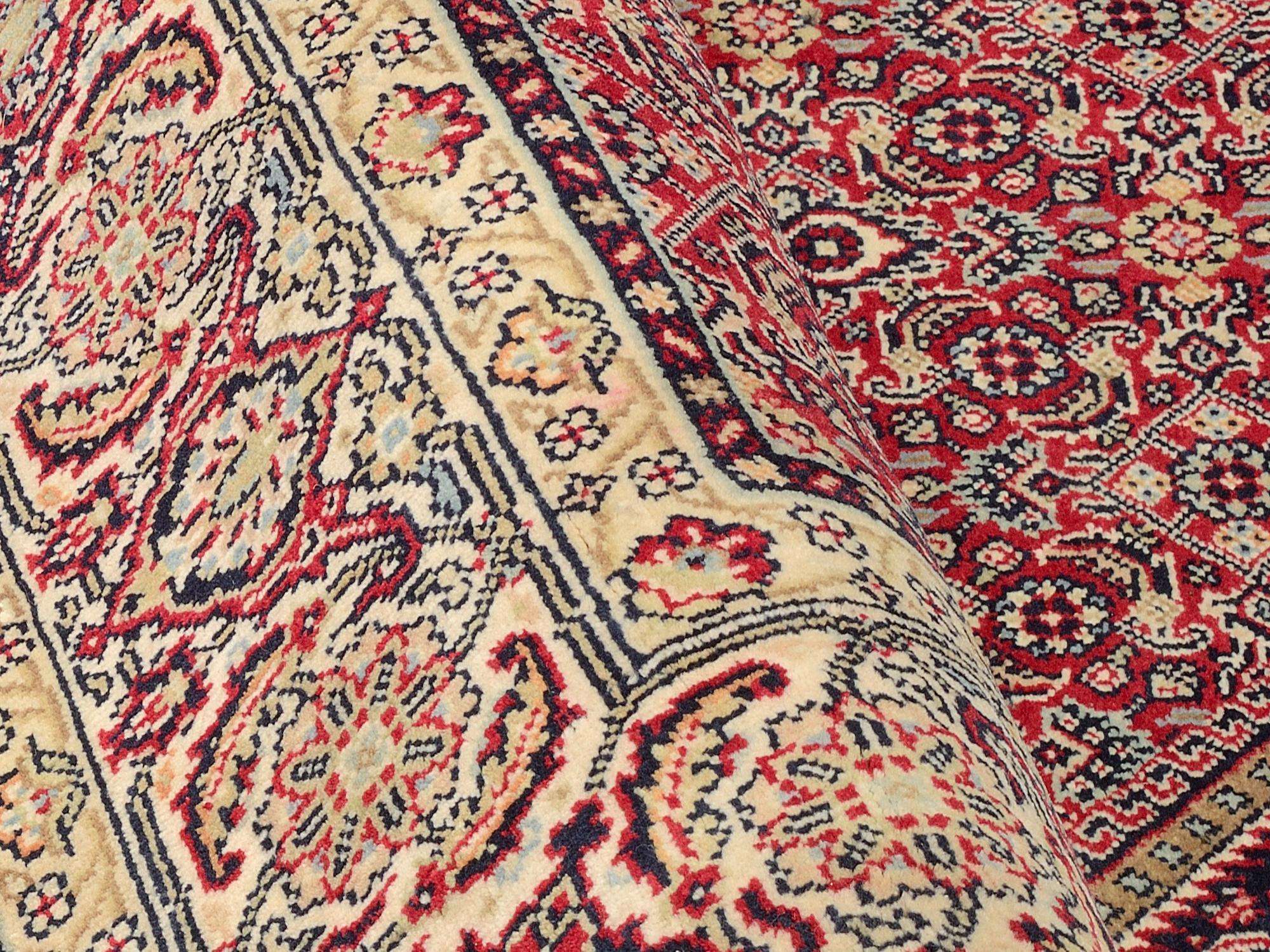 Wohnzimmer Teppich Ranci Bidjar Rot-Creme aus 100% Schurwolle, in der Farbe Rot-Creme | Homerugs - Draufsicht