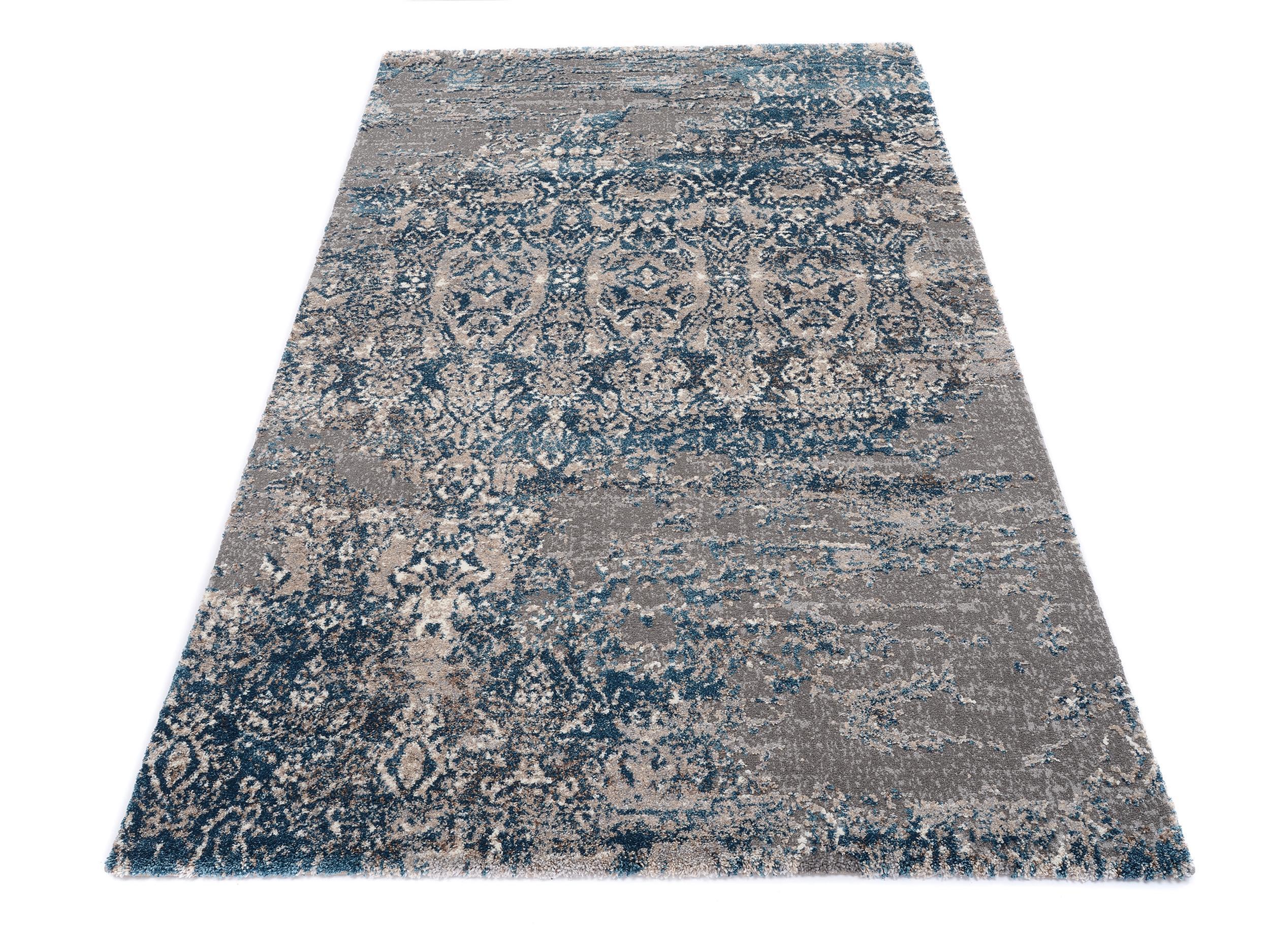 Wohnzimmer Teppich Baroc Modern Grau-Petrol aus 75% Polypropylen, 25% Polyester, in der Farbe Grau-Petrol | Homerugs - Detailsicht (6)