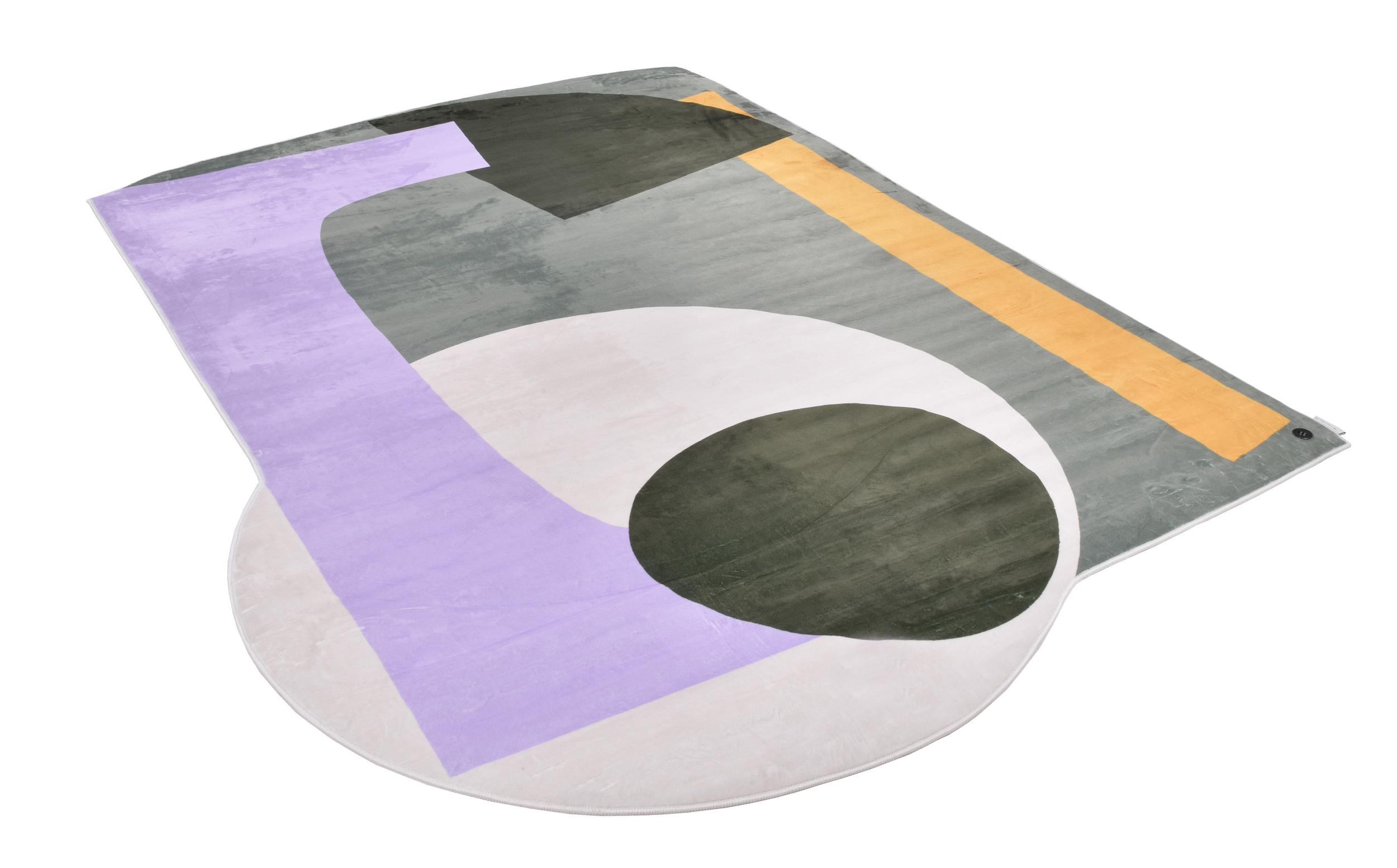 Living room rug Shapes Eight 305 Green/Multi, 100% polyester (microfiber), in colour Green/Multi | Homerugs - Detail View (6)