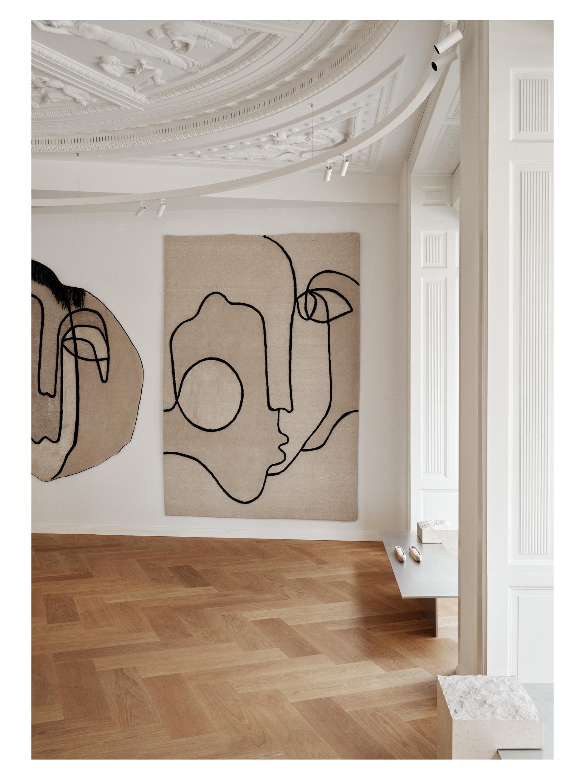 Living room rug Self Mirage Beige, Natural fibre, in colour Beige | Homerugs - Room View