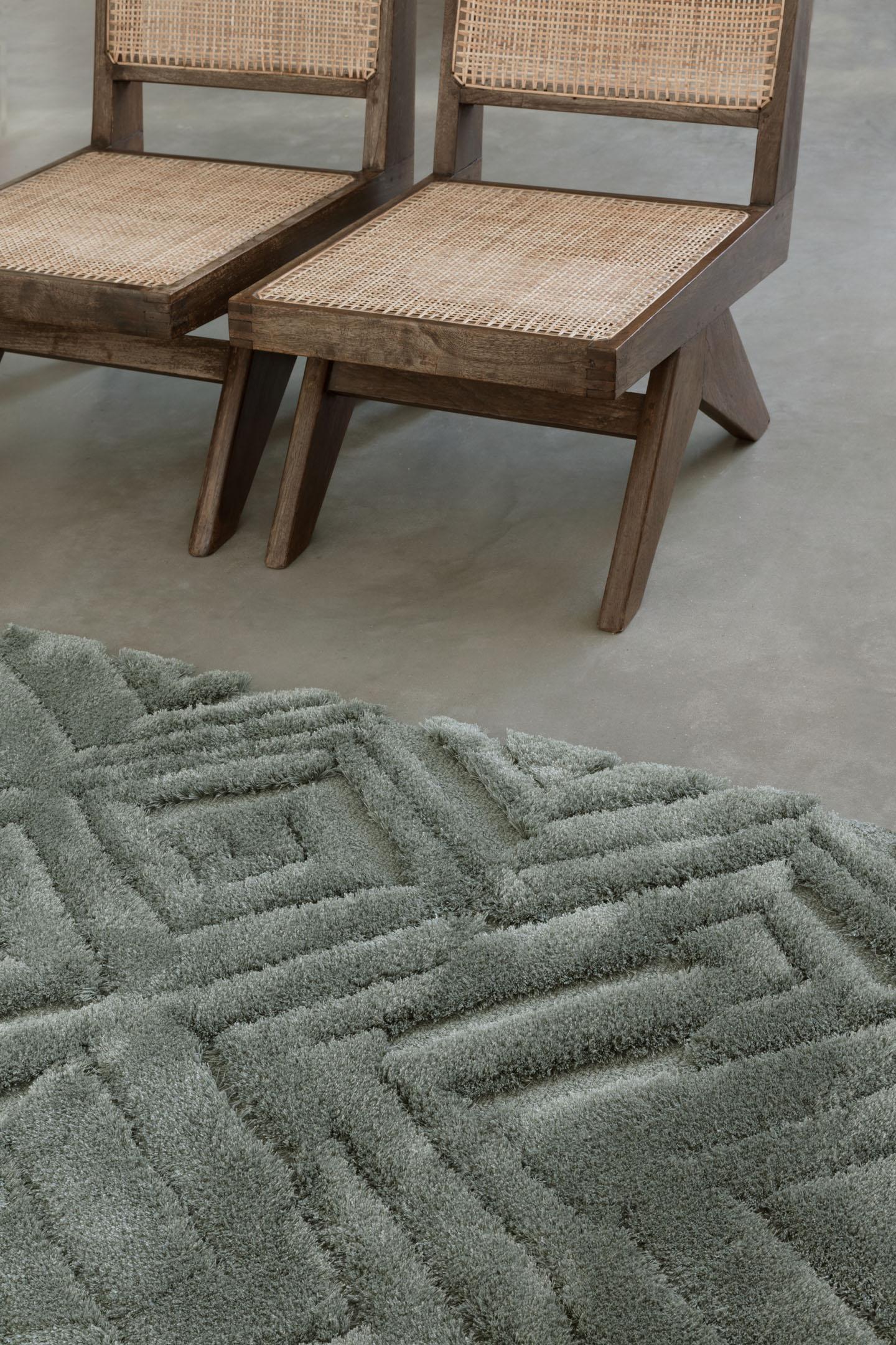 Wohnzimmer Teppich Cosmic Gala Viridian aus 56,4% Wolle, 25% Tencel, 18,6% Leinen, in der Farbe Viridian | Homerugs - Detailsicht (4)