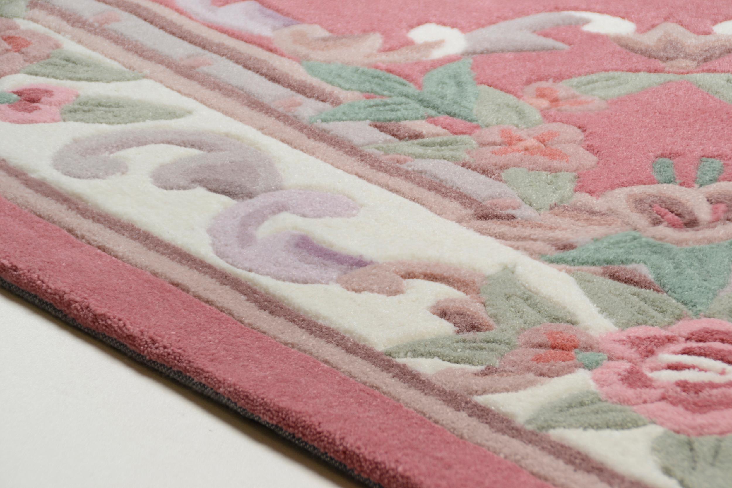 Wohnzimmer Teppich Ming 501 250 Rose aus 100% Polyamid, in der Farbe Rose | Homerugs - Detailsicht (4)