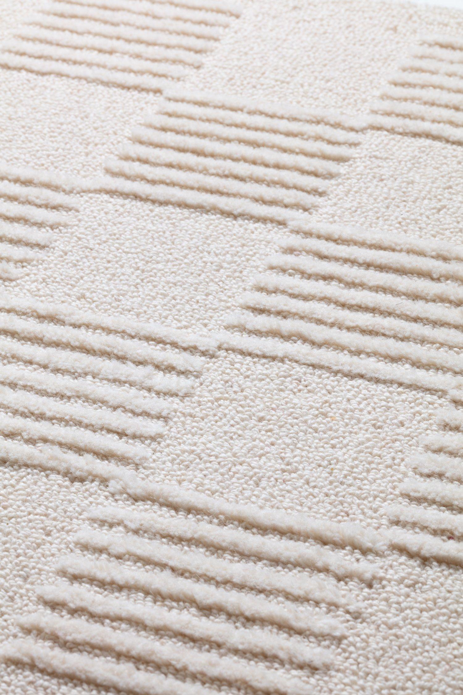 Wohnzimmer Teppich Check Beige aus 100% Wolle, in der Farbe Beige | Homerugs - Detailsicht (3)