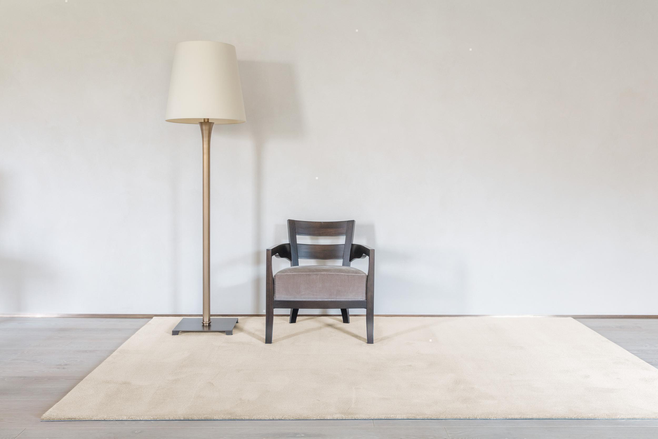 Wohnzimmer Teppich Superfino Medium Doeskin aus 100% Wolle, in der Farbe Doeskin | Homerugs - Raumansicht