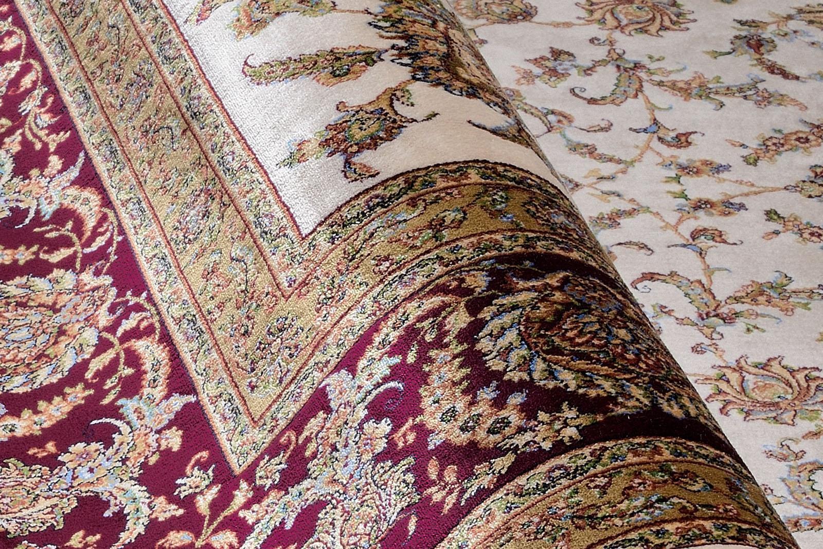 Wohnzimmer Teppich Silk Line Allover Creme-Rot aus 95% Modal, 5% Seide, in der Farbe Creme-Rot | Homerugs - Raumansicht