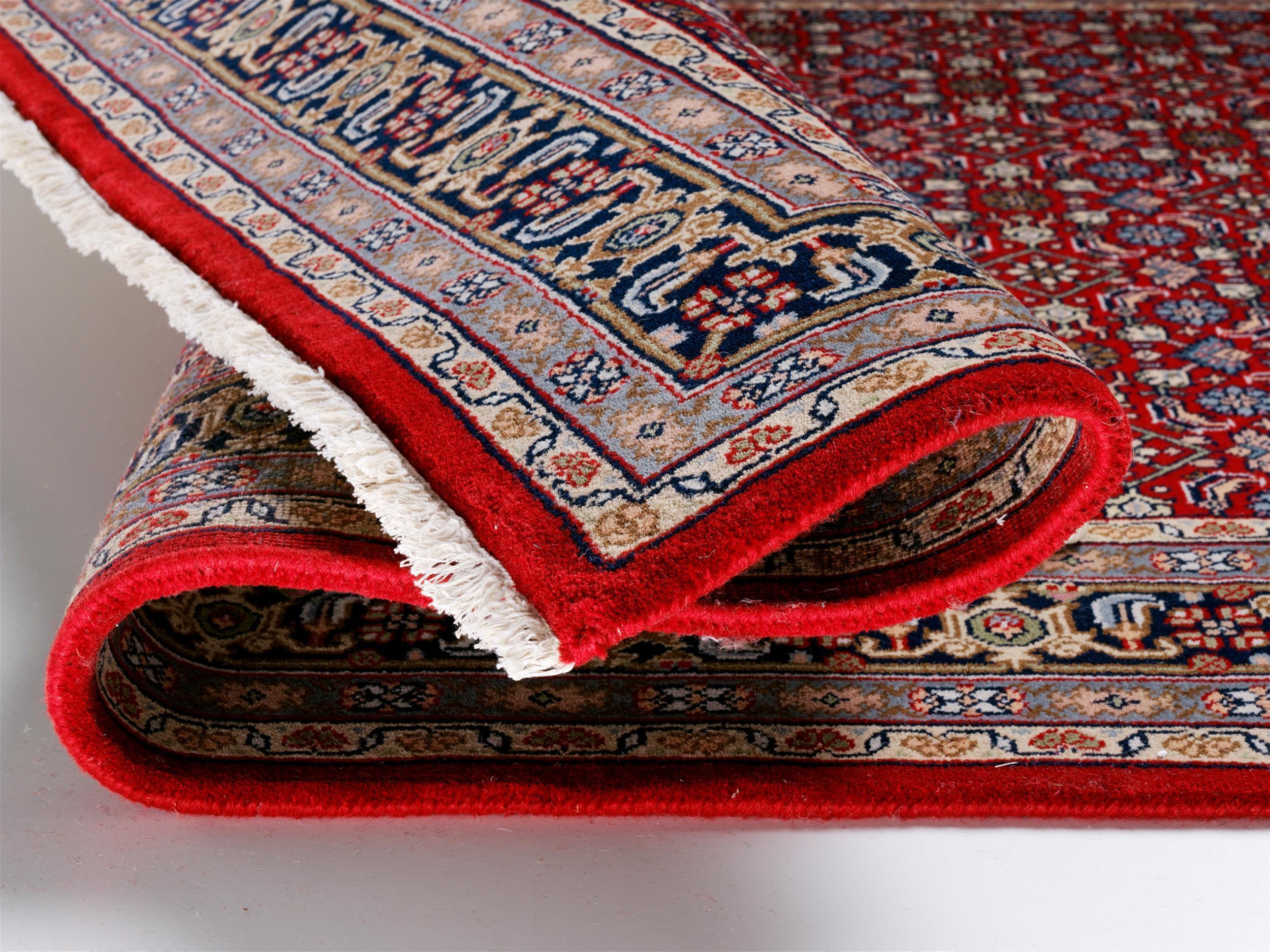 Schlafzimmer Teppich Patna Herati Rot-Blau aus 100% Schurwolle, in der Farbe Rot-Blau | Homerugs - Detailsicht (8)