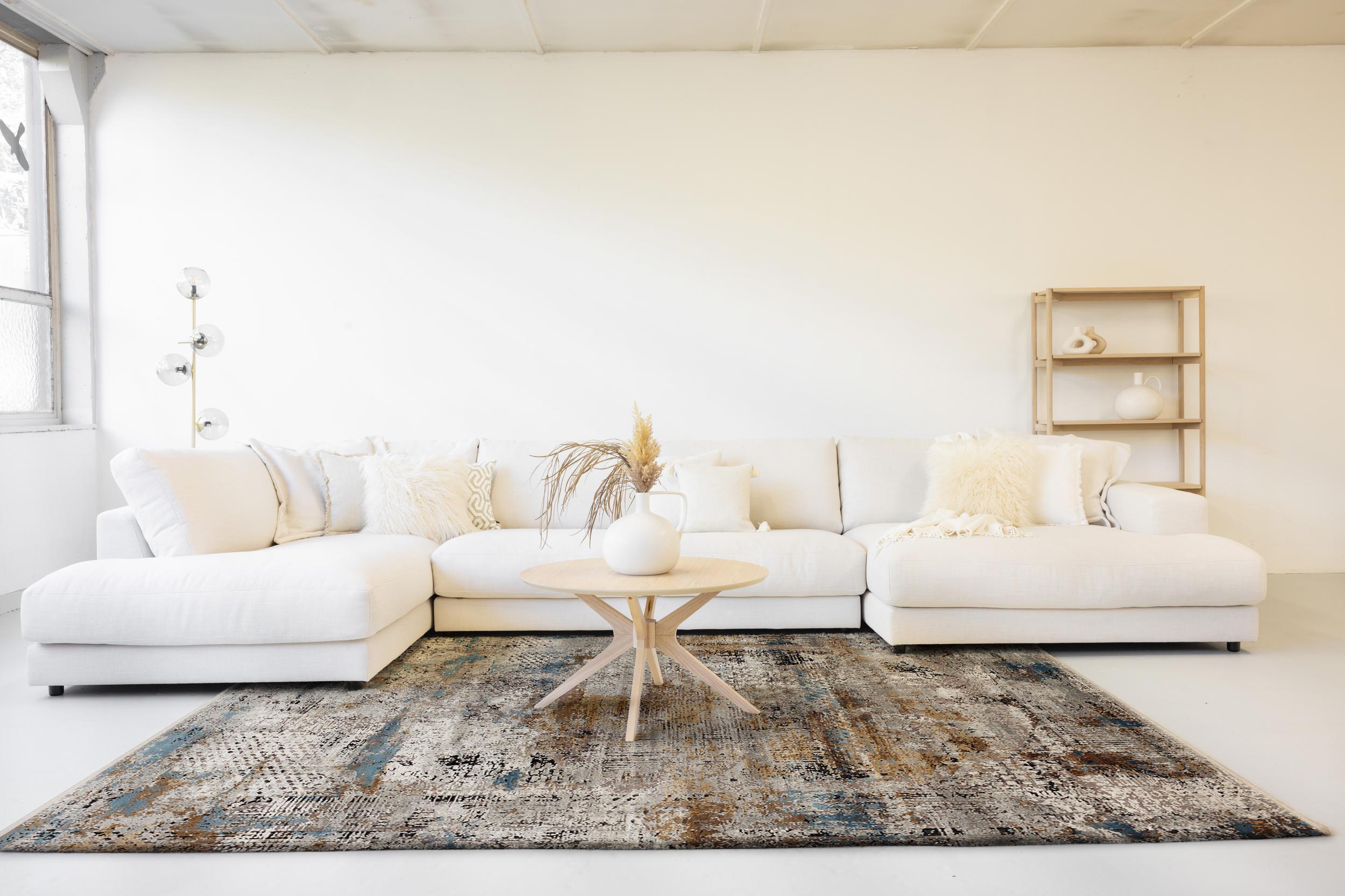 Schlafzimmer Teppich Impression Lucerne Grau-Multicolor aus 70% Viskose, 30% Polyacryl, in der Farbe Grau-Multicolor | Homerugs - Detailsicht (3)