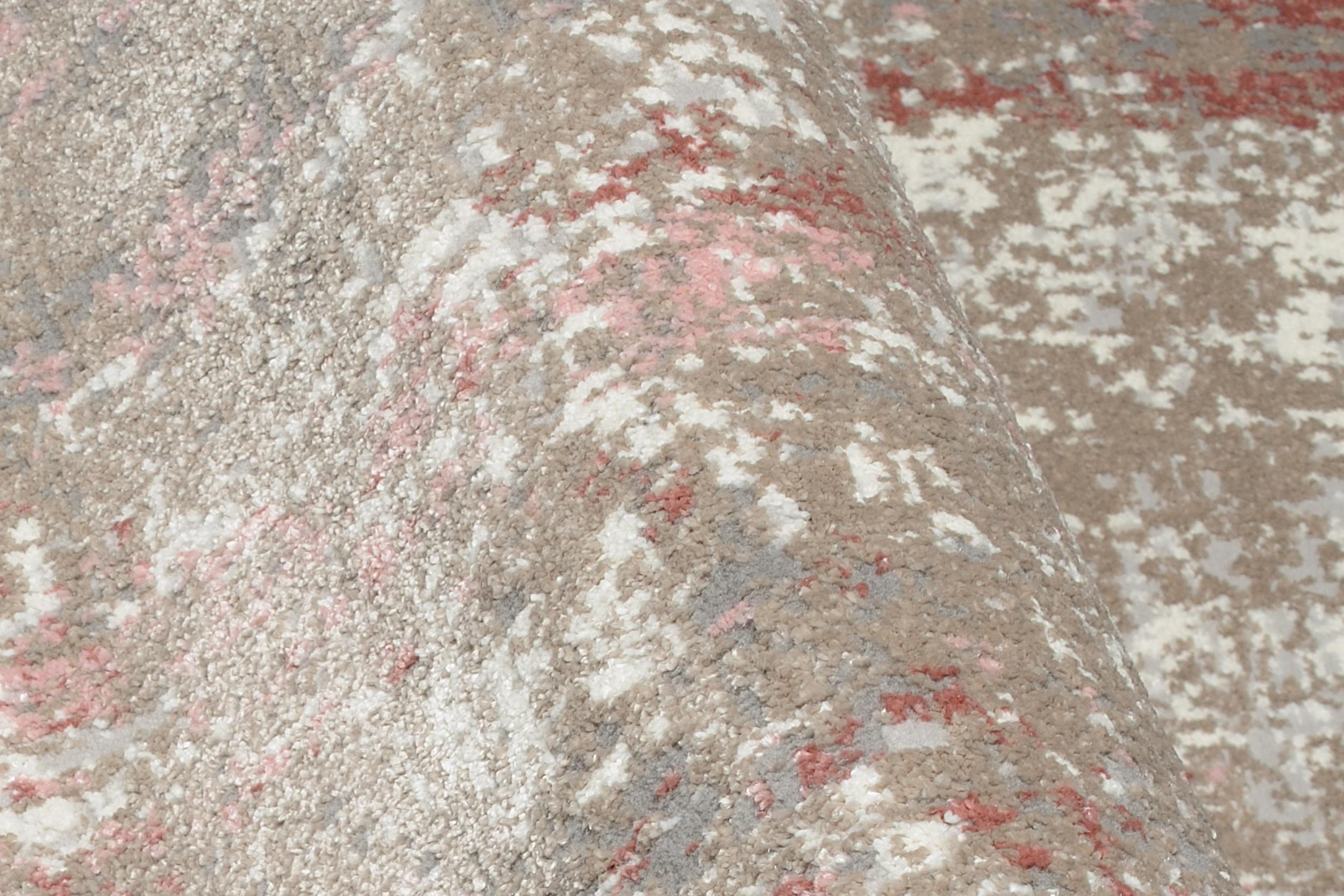 Wohnzimmer Teppich Light & Schadow 02 Creme-Rosa aus 75% Polypropylen, 25% Polyester, in der Farbe Creme-Rosa | Homerugs - Raumansicht