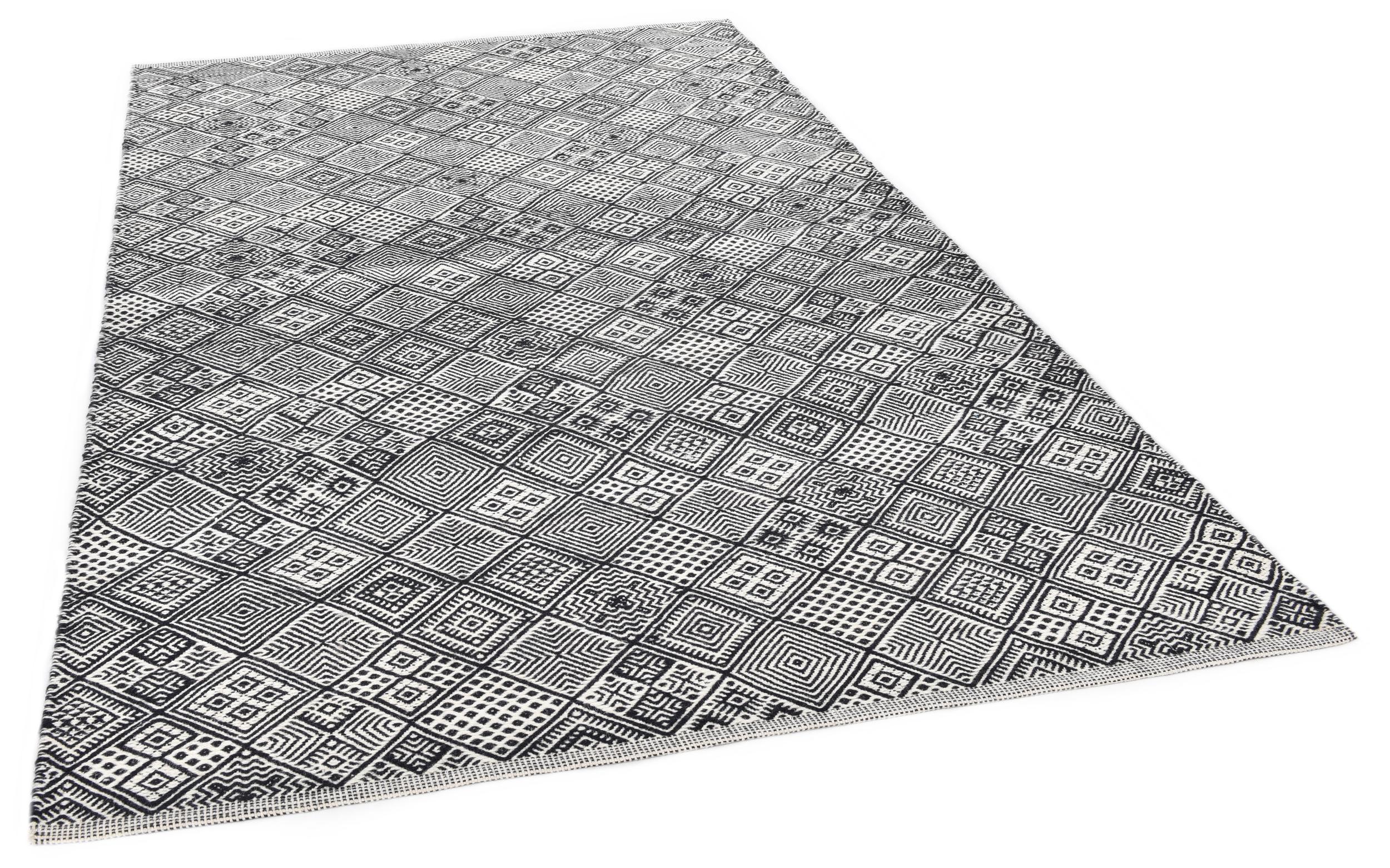 Wohnzimmer Teppich Molde 14005 615 Black/White aus 100% Schurwolle, in der Farbe Black/White | Homerugs - Draufsicht