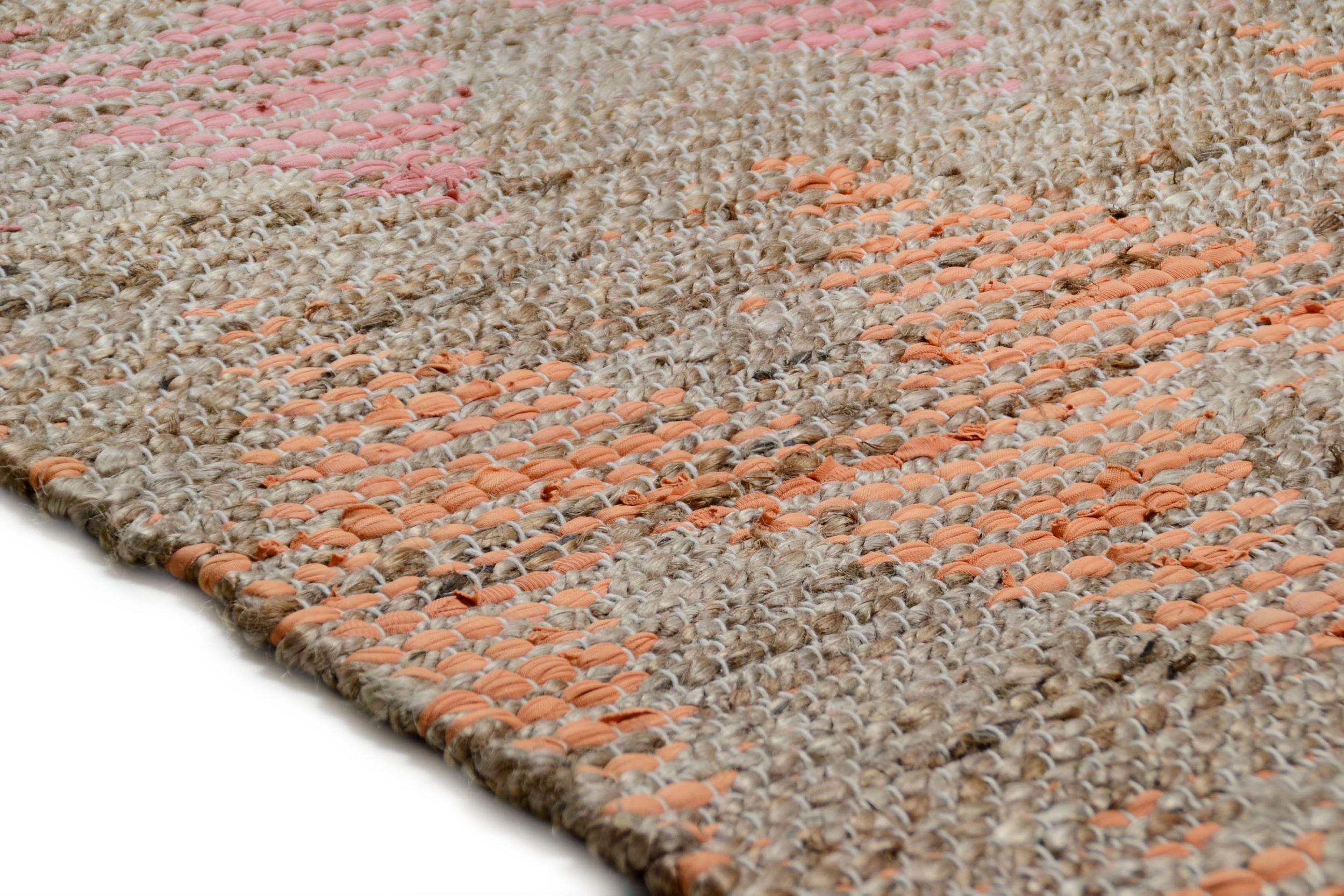 Bedroom rug Smooth Comfort Pas.Zigzag 115 Natural/Multi, 60% Cotton + 40% Jute, in colour Natural/Multi | Homerugs - Detail View (4)