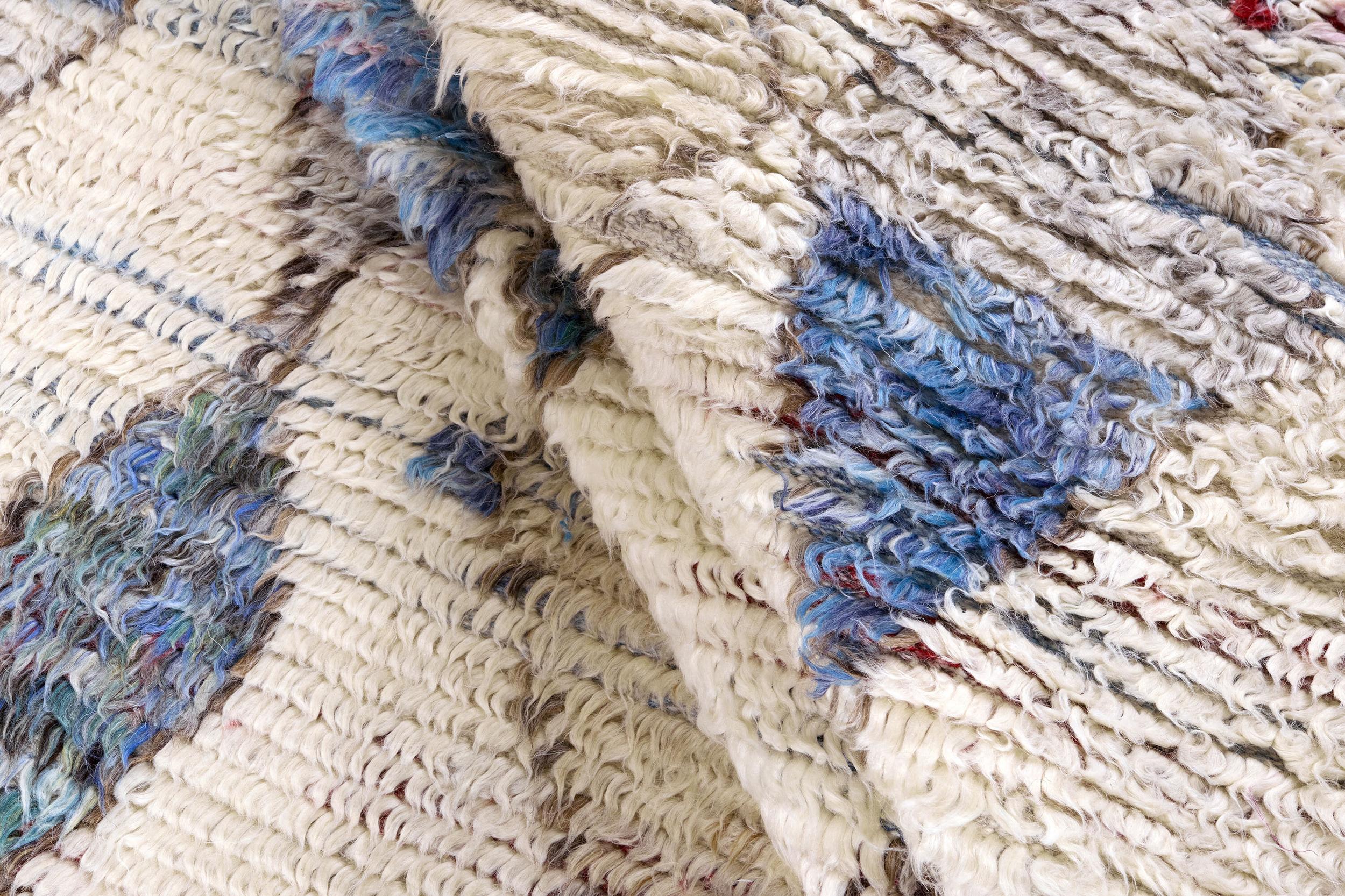 Teppich Tribe MD-31, Ivory Blue aus Wolle, in der Farbe Ivory | Homerugs - Detailsicht (4)