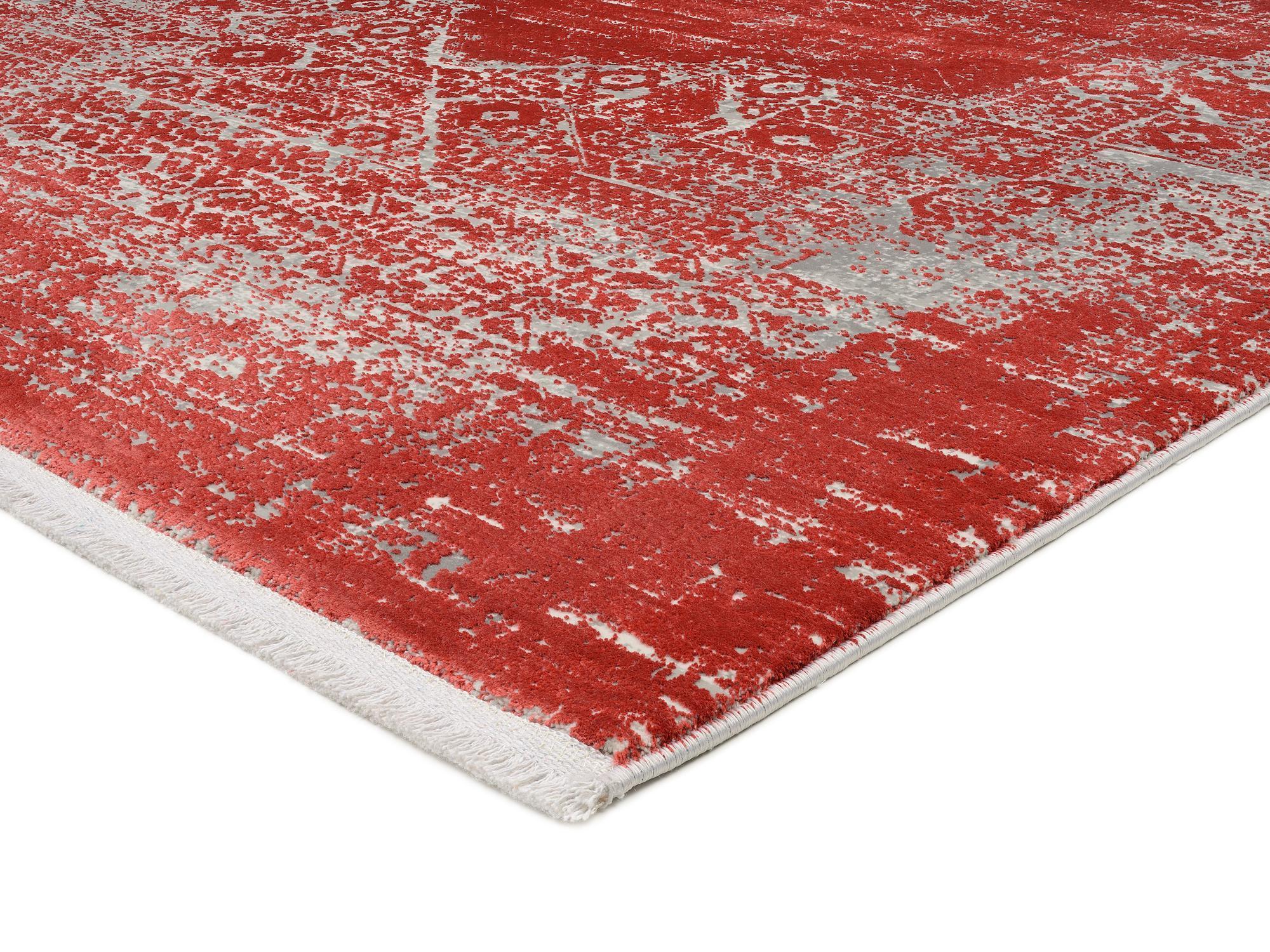 Schlafzimmer Teppich Manhattan 02 Rot aus 70% Viskose, 30% Polyacryl, in der Farbe Rot | Homerugs - Detailsicht (7)