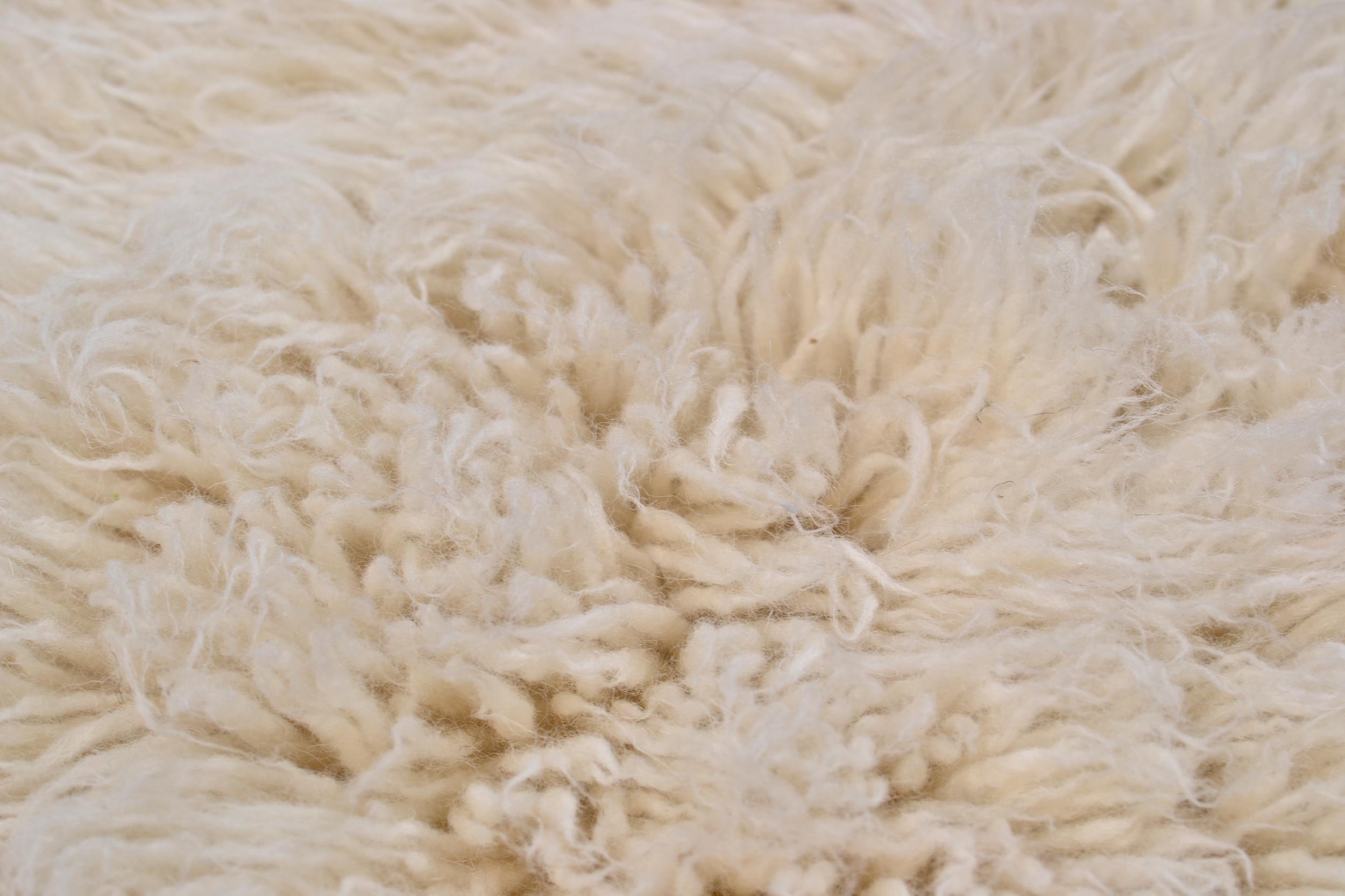 Bedroom rug Flokos Xxl Uni 100 Natural, 90-100% Virgin wool, in colour Natural | Homerugs - Detail View (6)