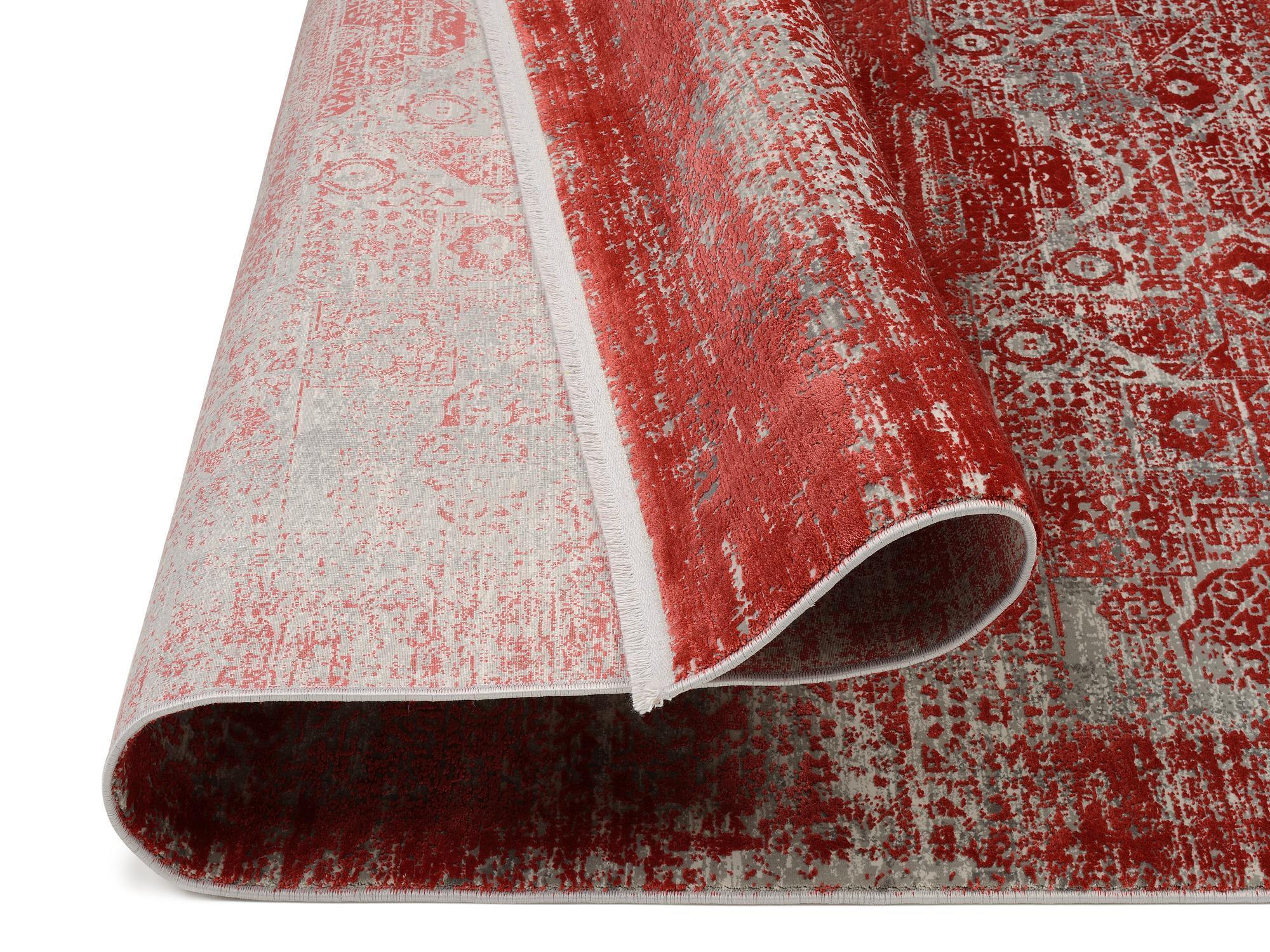 Schlafzimmer Teppich Manhattan 02 Rot aus 70% Viskose, 30% Polyacryl, in der Farbe Rot | Homerugs - Detailsicht (5)