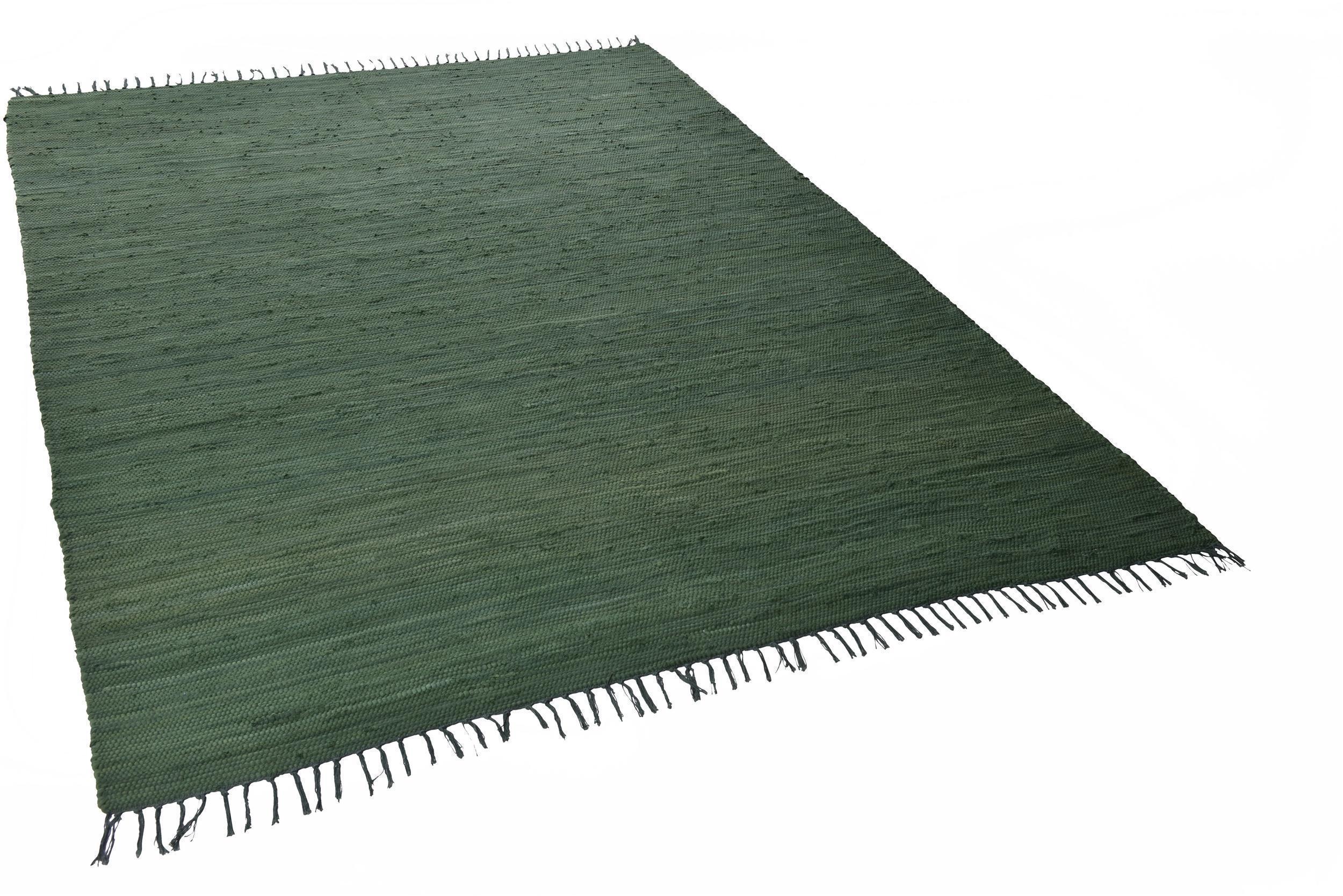 Wohnzimmer Teppich Happy Cotton Uni 308 Dark/Green aus 100% Baumwolle, in der Farbe Dark/Green | Homerugs - Detailsicht (6)