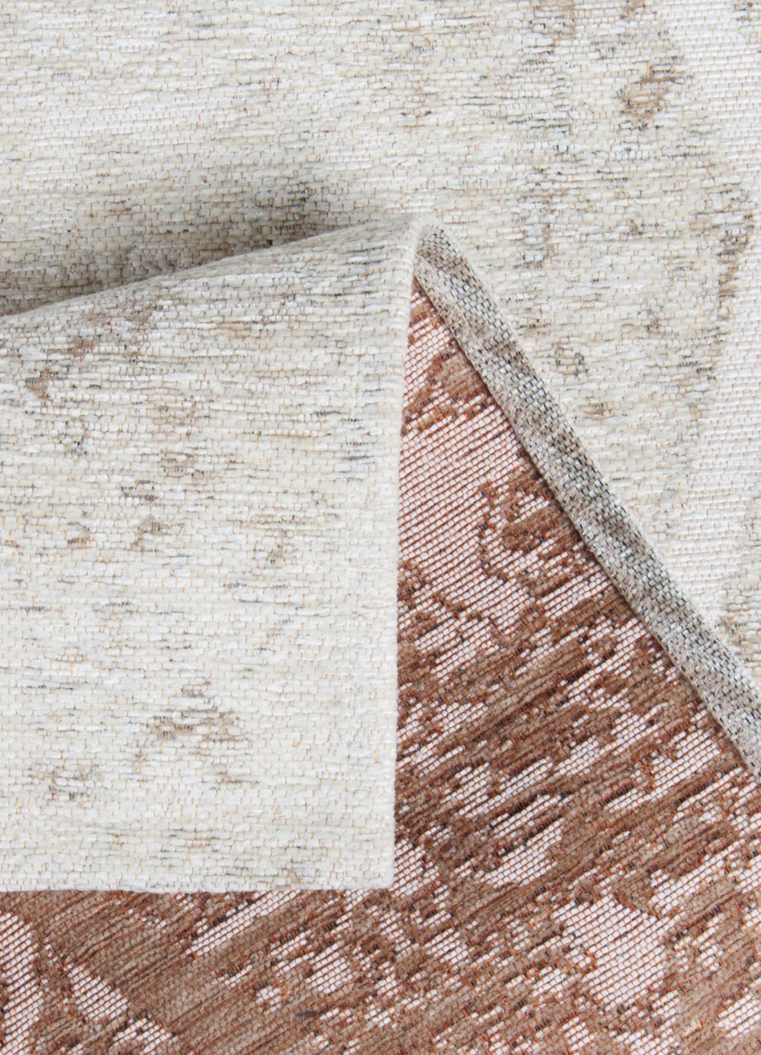 Wohnzimmer Teppich Fine Lines 550 Beige aus 36% Chenille acrylic, 34% Polyester, 30% Baumwolle, in der Farbe Beige | Homerugs - Raumansicht