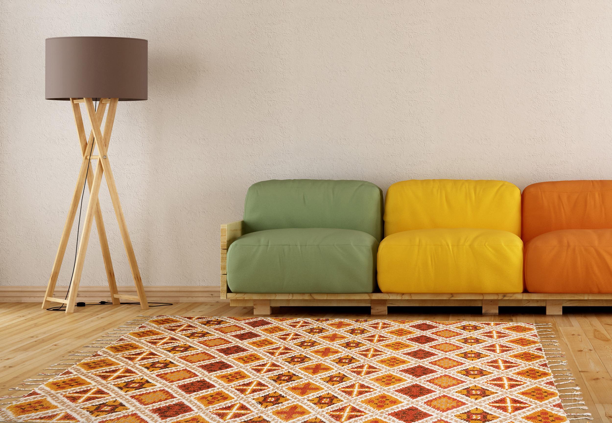 Living room rug Marmoucha 2 450 Terra, 100% Virgin Wool (IWS), in colour Terra | Homerugs - Room View