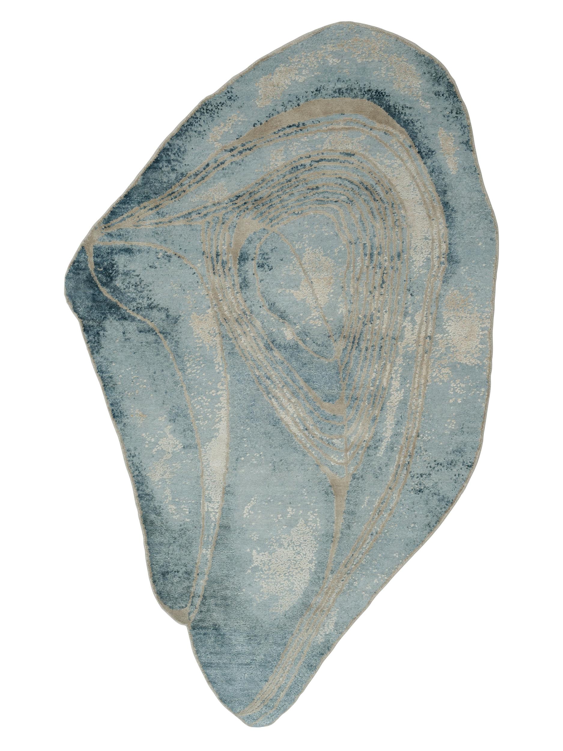 Schlafzimmer Teppich Hushed Wave Aqua aus 55% NZ Wolle, 45% Viskose, in der Farbe Aqua | Homerugs - Draufsicht