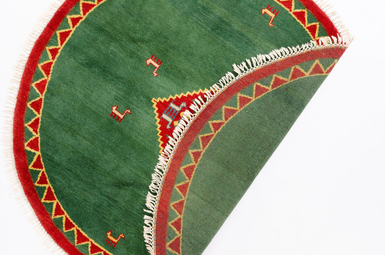 Teppich Gabbeh, Negra CH aus 100% Wolle, in der Farbe Grün/Rot | Homerugs - Detailsicht (3)