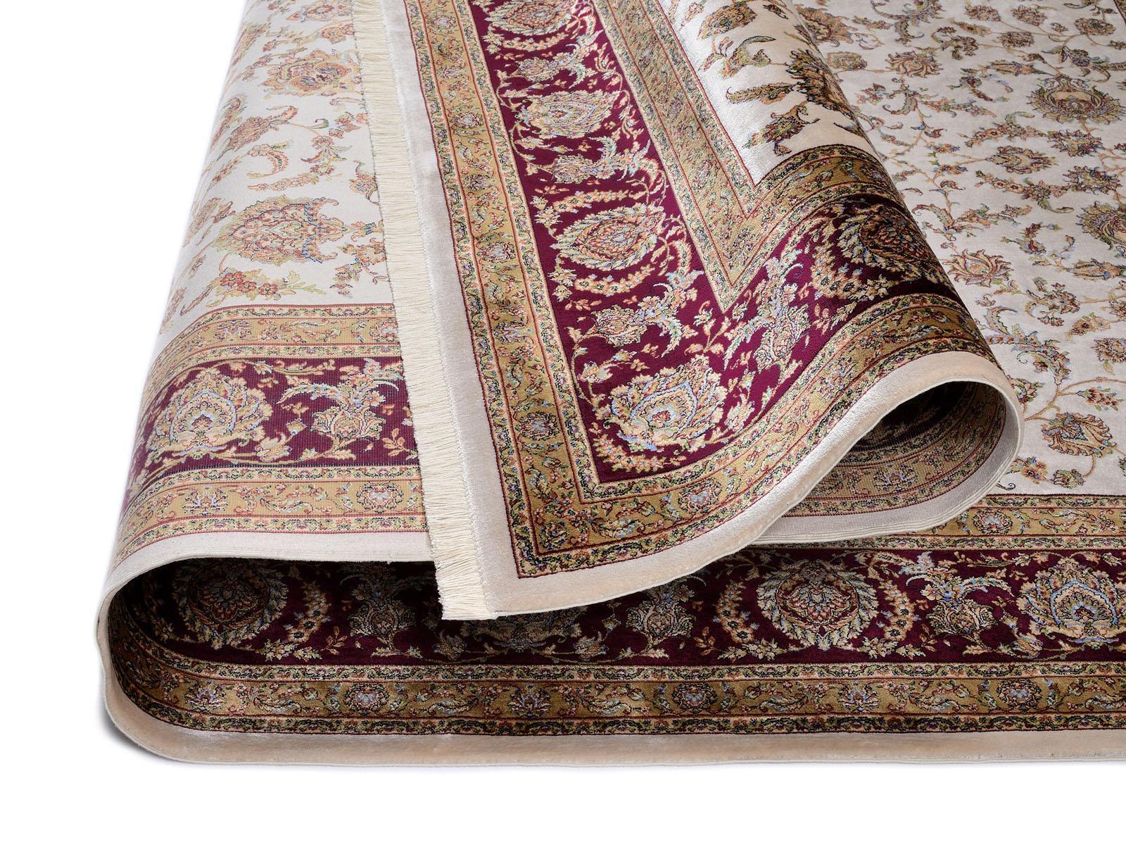 Wohnzimmer Teppich Silk Line Allover Creme-Rot aus 95% Modal, 5% Seide, in der Farbe Creme-Rot | Homerugs - Detailsicht (3)