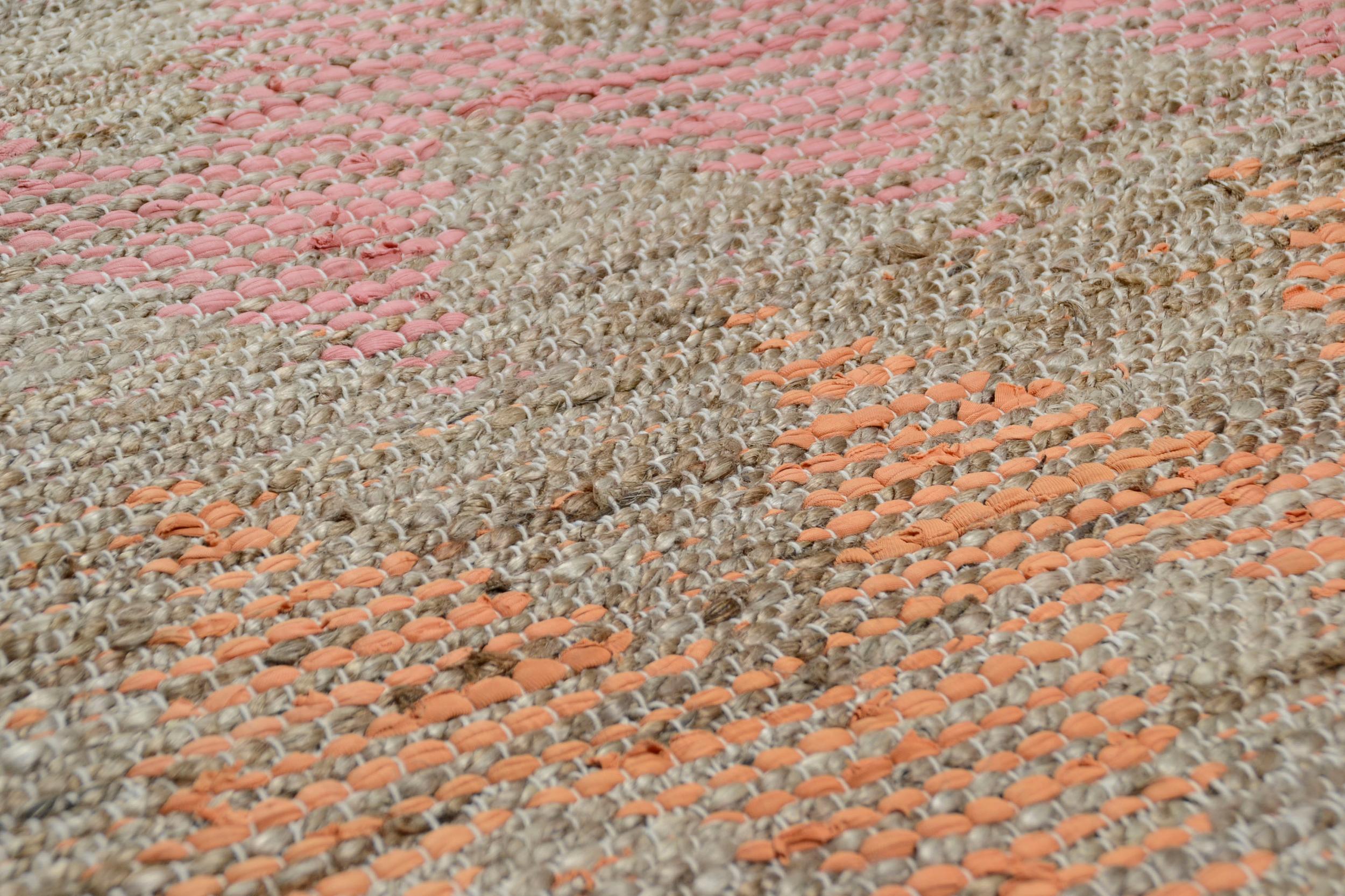 Bedroom rug Smooth Comfort Pas.Zigzag 115 Natural/Multi, 60% Cotton + 40% Jute, in colour Natural/Multi | Homerugs - Detail View (5)