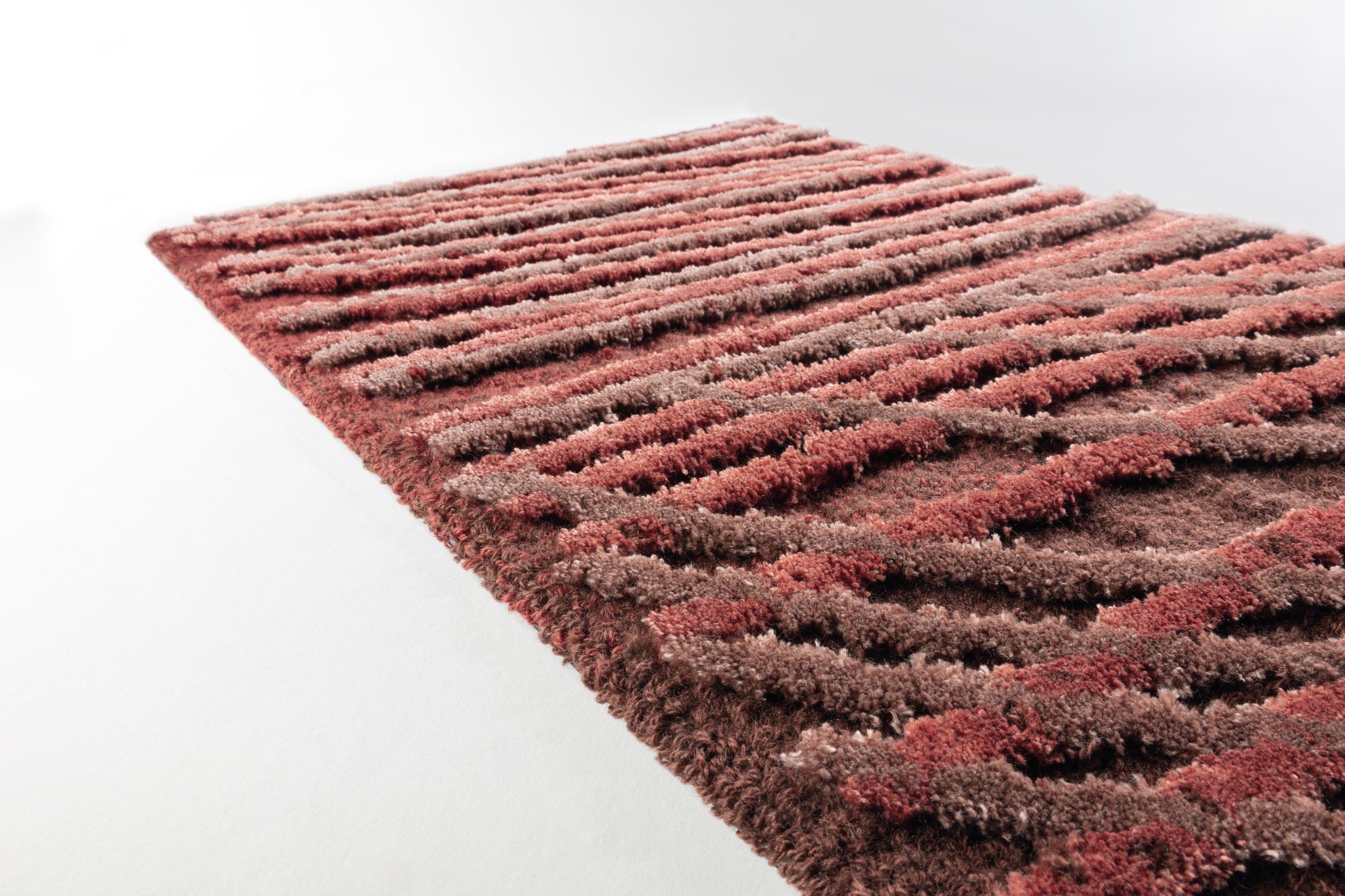 Bedroom rug Spiro Auburn Brown, 89% Wool, 11% Silk, in colour Auburn Brown | Homerugs - Top View